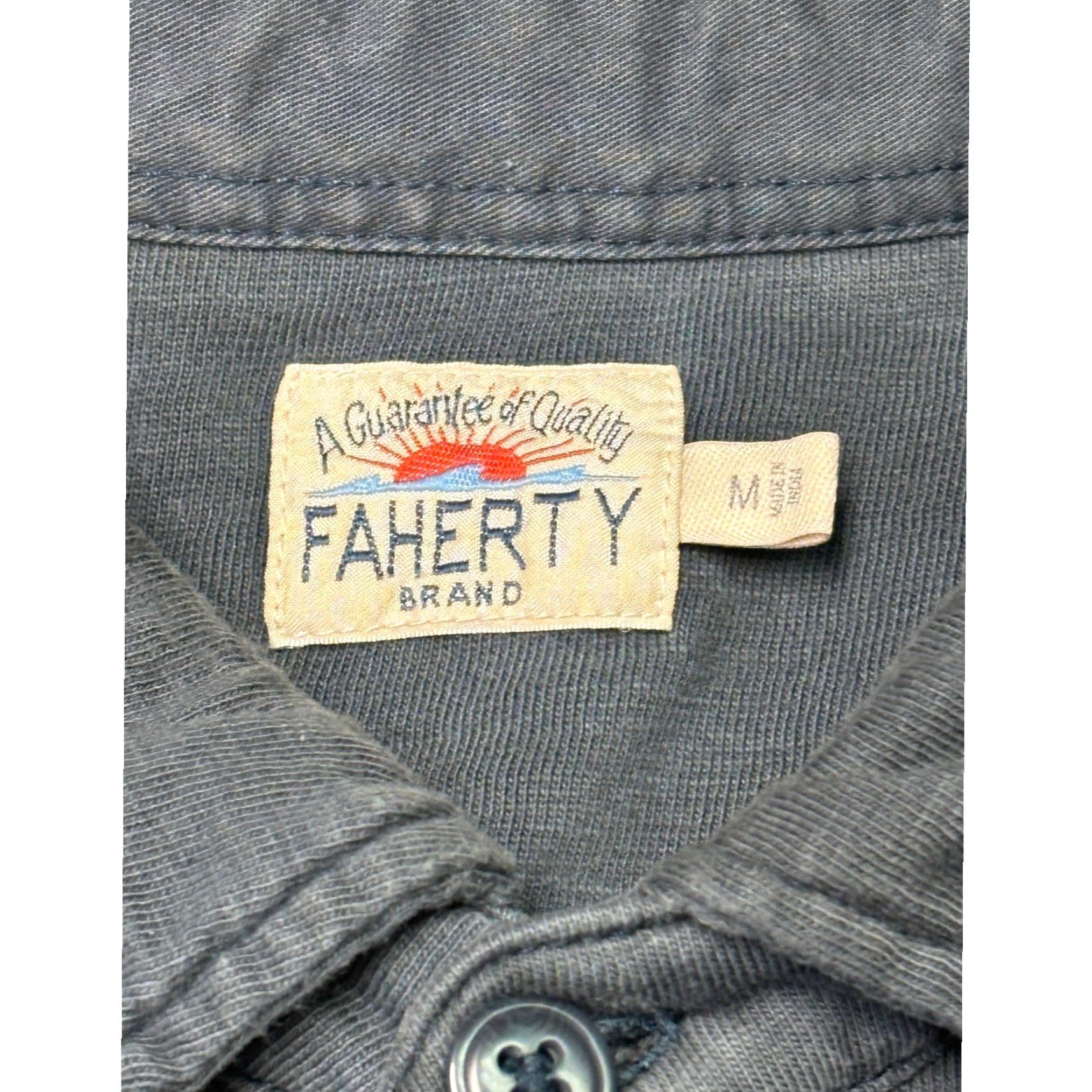 Faherty Faherty Brand Button-Up Shirt Gray Long Sleeve M Knit Organic Cotton Button-Through Chest Pockets Casual Travel Mens Size US M / EU 48-50 / 2 - 4 Thumbnail