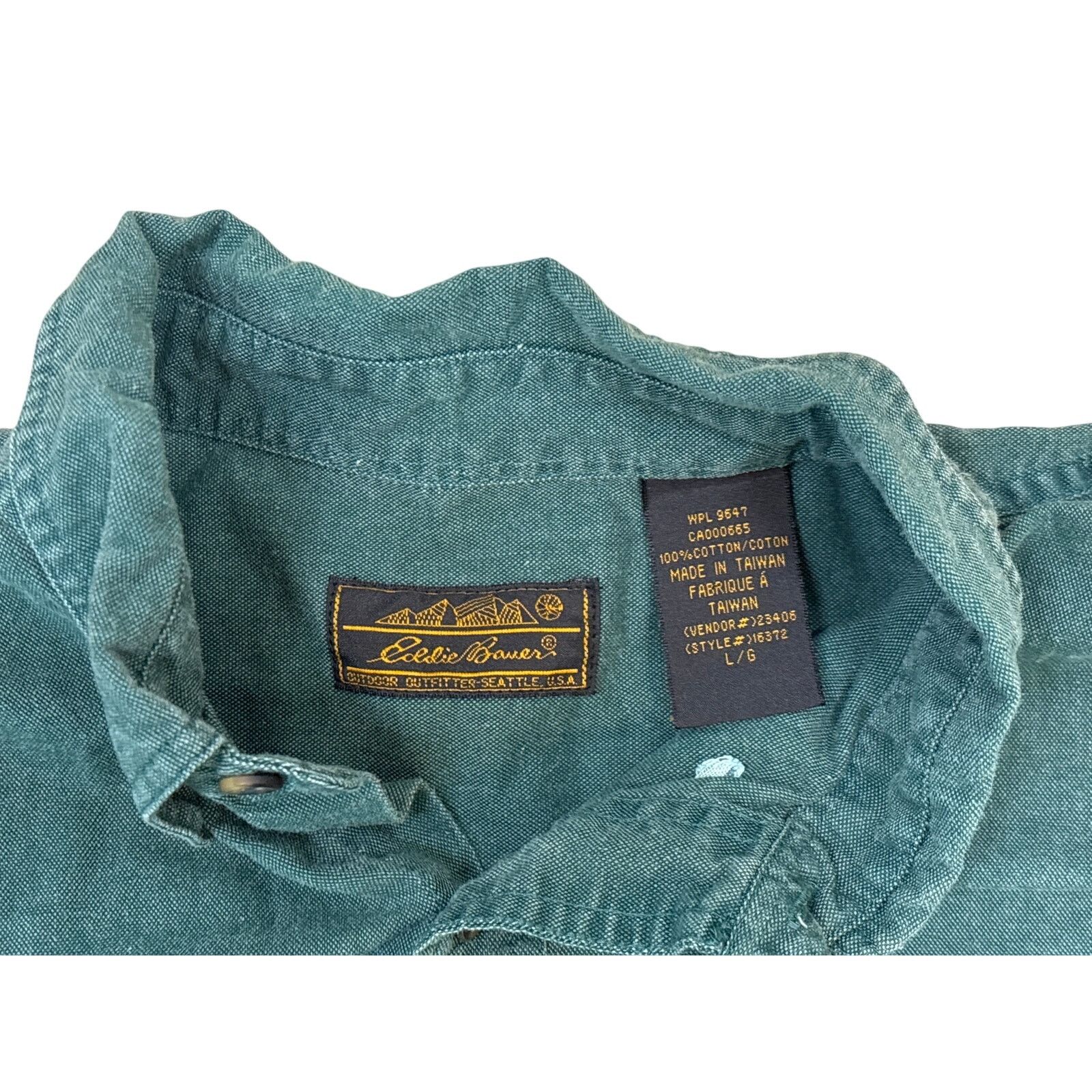 Eddie Bauer Vtg 90s Eddie Bauer button up Forest Green shirt large Size US L / EU 52-54 / 3 - 3 Thumbnail