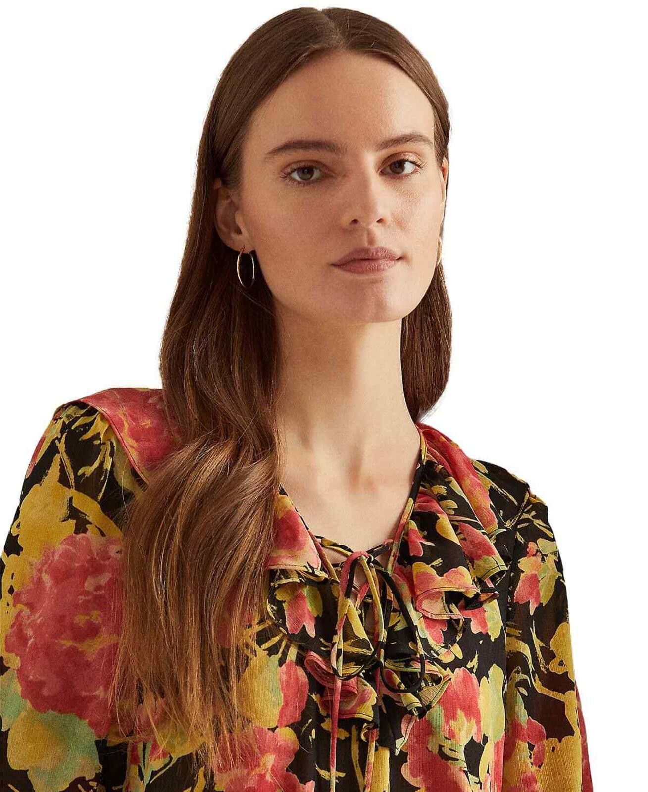 Lauren Ralph Lauren Lauren Ralph Lauren Black Floral Crinkle Georgette Blouse S Size S / US 4 / IT 40 - 3 Thumbnail
