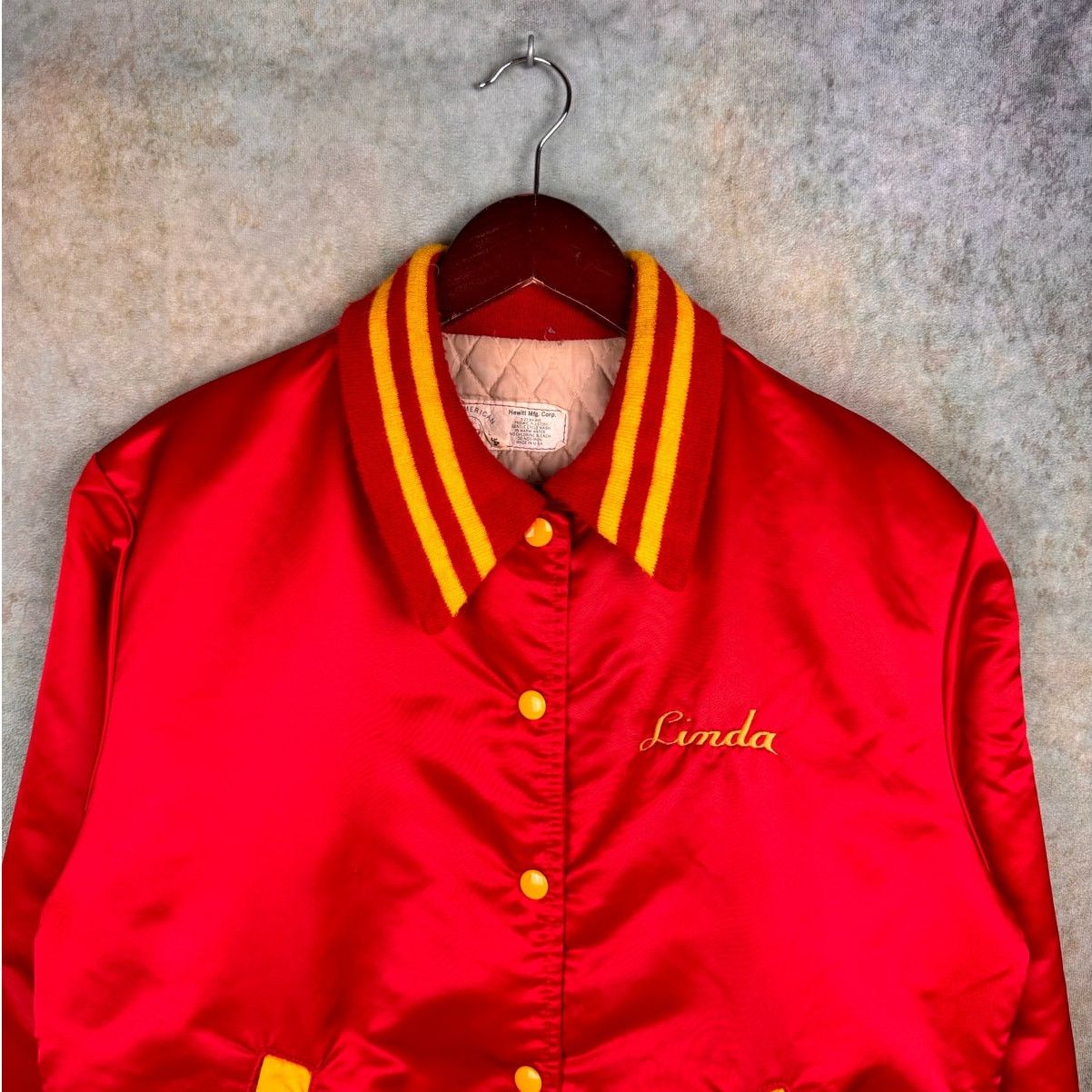 Vintage VTG 80s Satin Bomber Jacket Sz L Red Gold Size US L / EU 52-54 / 3 - 5 Thumbnail