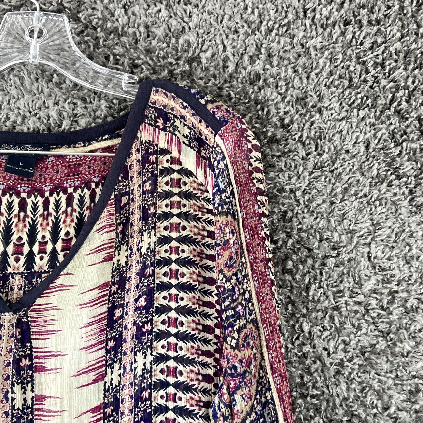 Lucky Brand Lucky Brand Blouse Women L Multicolor Floral Sheer Long Sleeve Womens Size L / US 10 / IT 46 - 3 Thumbnail