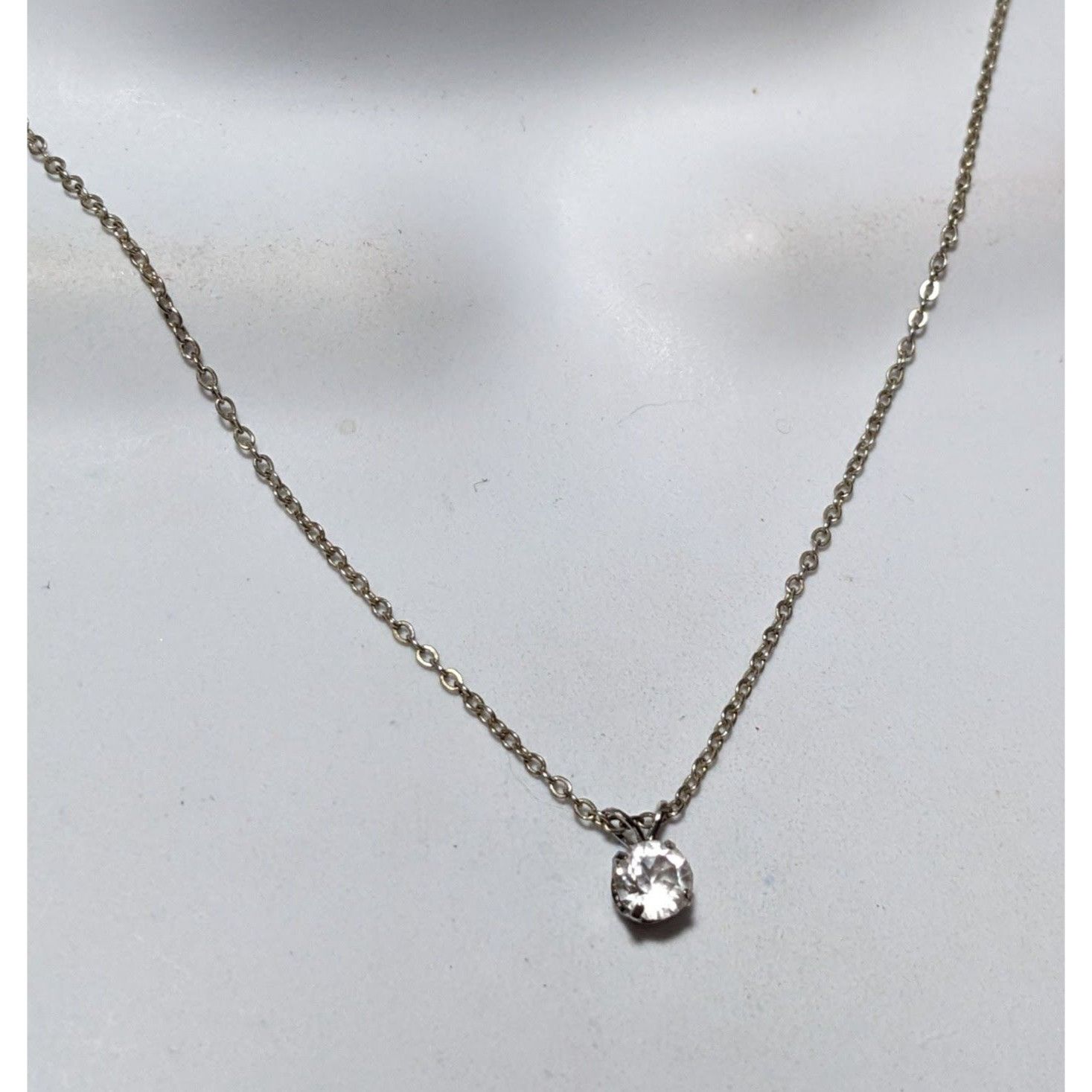 Other Silver Minimalist Clear Glass Stone Necklace Size ONE SIZE - 6 Thumbnail