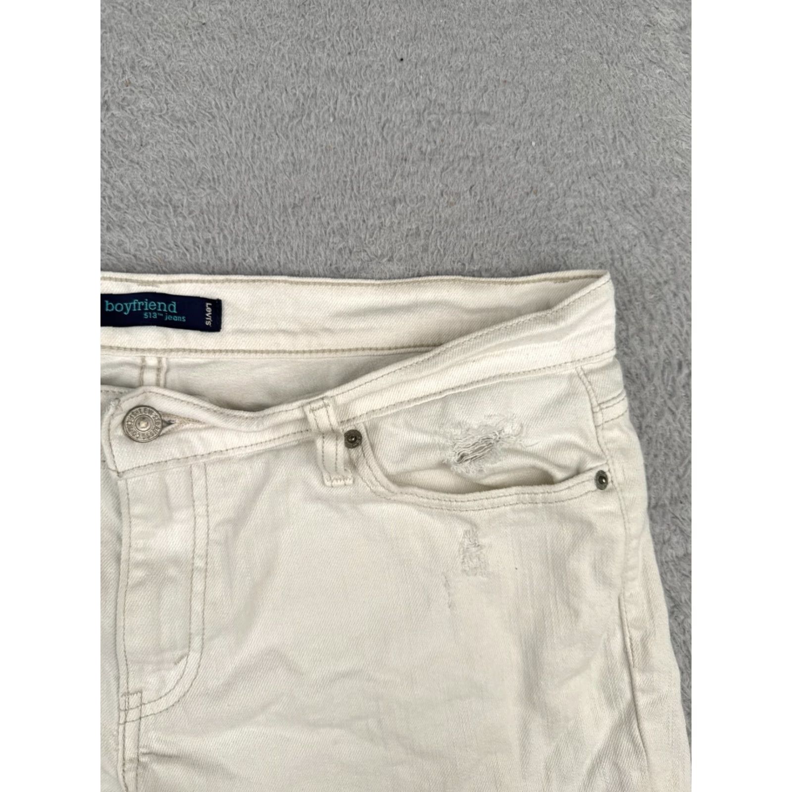 Levi's Levi's Shorts Juniors 11 Women 34x4 White Denim Cut-Off Distressed Zip Cotton Size 32" / US 10 / IT 46 - 5 Thumbnail