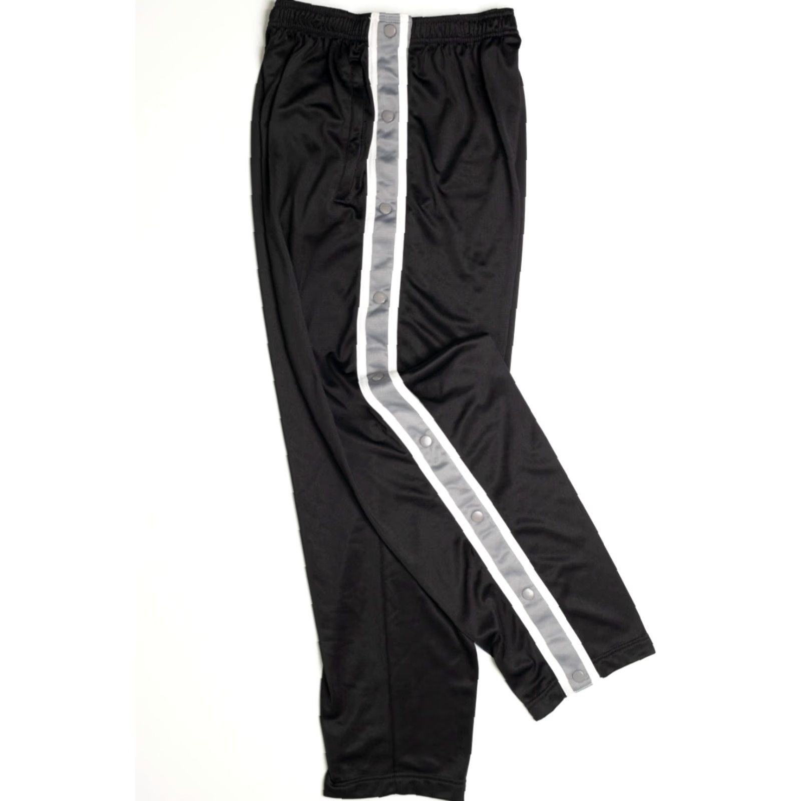 X-LARGE VINTAGE X-Large Black Track Pants Snap Buttons Striped Sides Mens Size US 36 / EU 52 - 2 Thumbnail