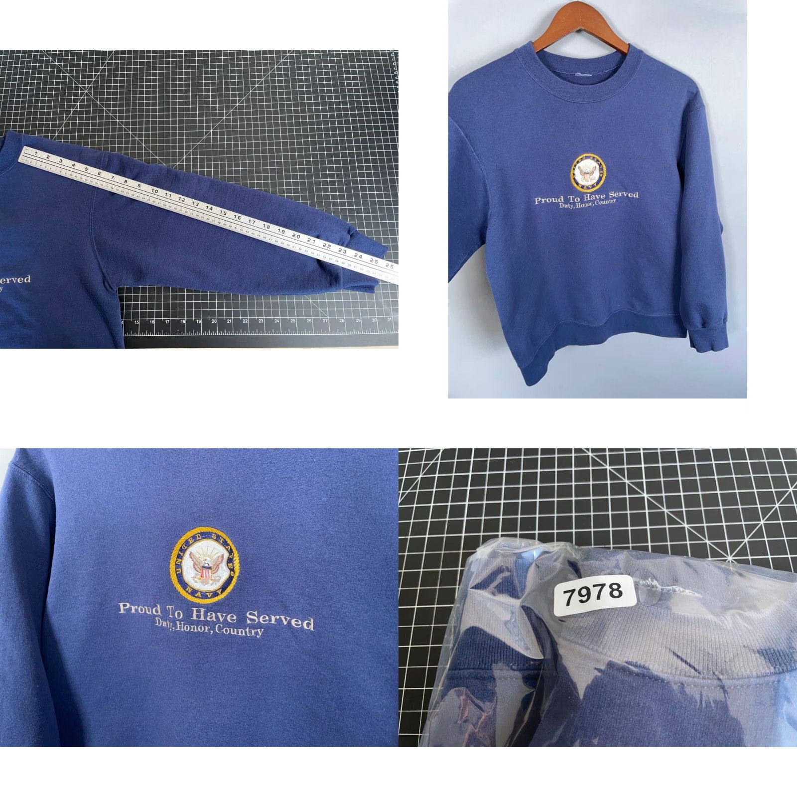 Vintage VTG US Navy Proud to Serve Embroidered Sweatshirt Adult Small Dark Blue Size US S / EU 44-46 / 1 - 8 Thumbnail
