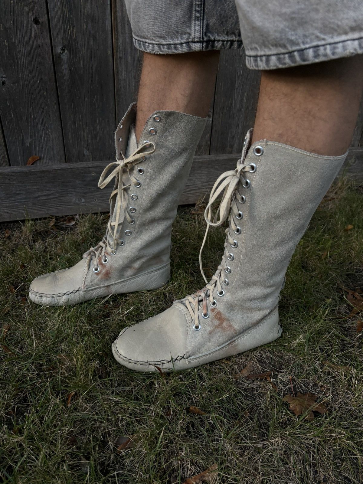 Handmade Vintage Suede Mukluk Boot Native American Moccasin Tall Snow Size US 8 / EU 41 - 7 Thumbnail