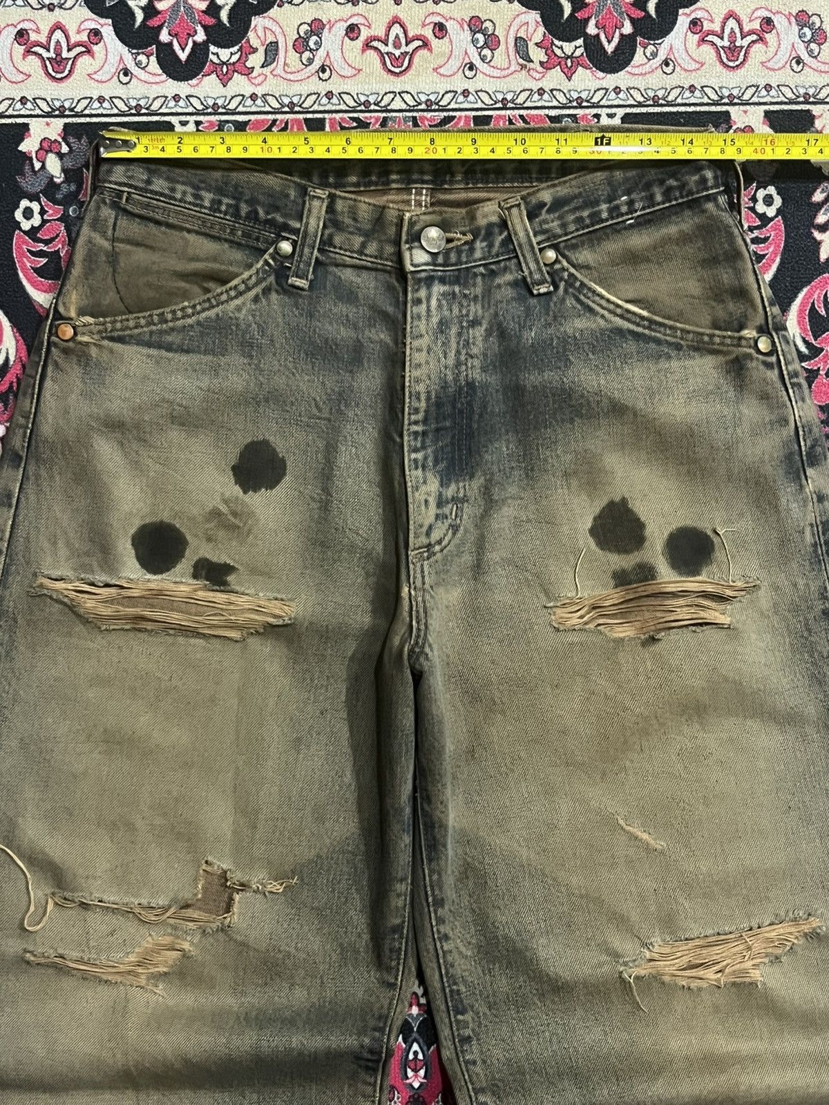 JNCO ⚡️Ripped⚡️Vintage Wrangler Distressed Stain Mud Washed Jorts Size US 30 / EU 46 - 12 Thumbnail