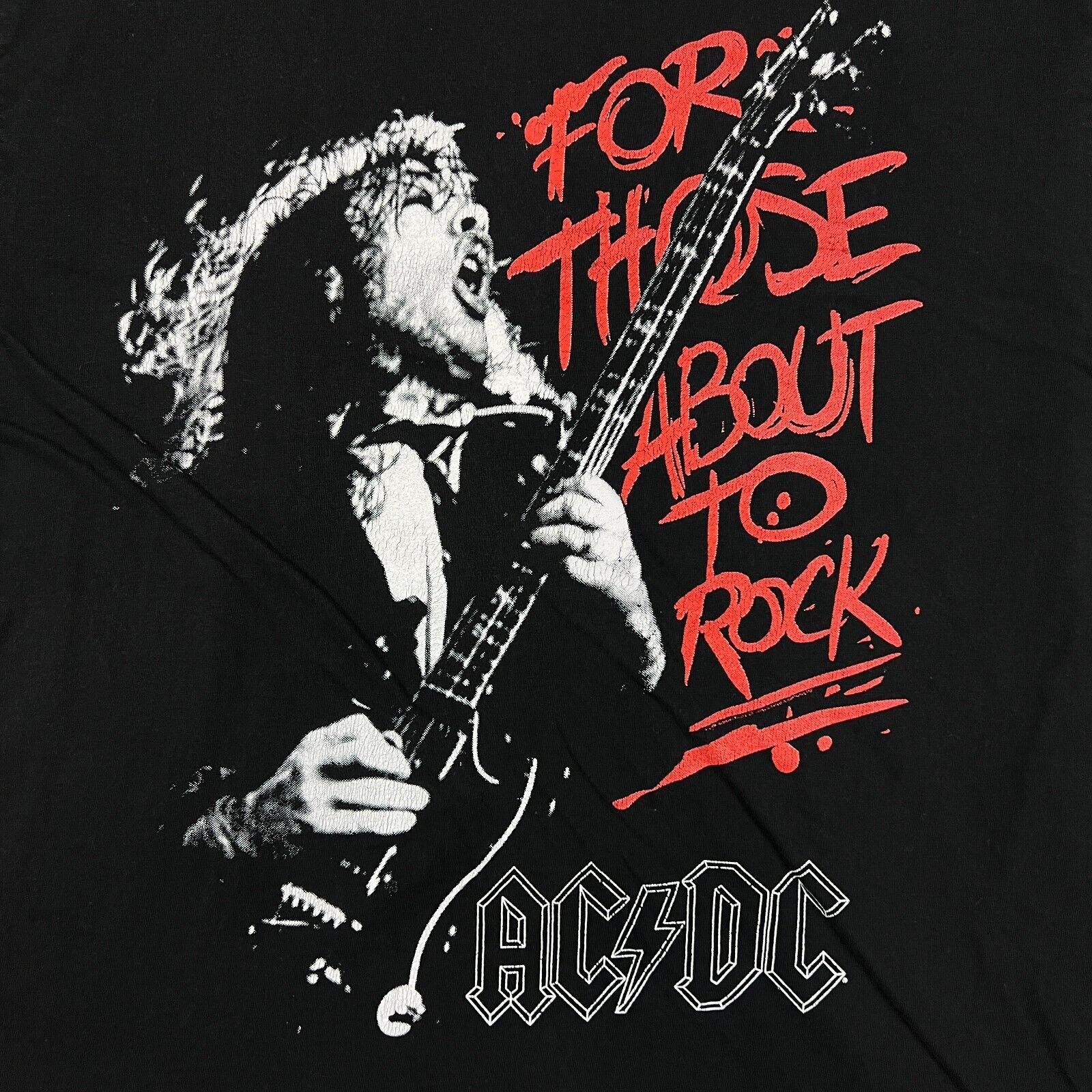 AC/DC × Band Tees × Vintage Vintage AC/DC T Shirt Black For Those About To Rock Band Tee Size US L / EU 52-54 / 3 - 2 Thumbnail