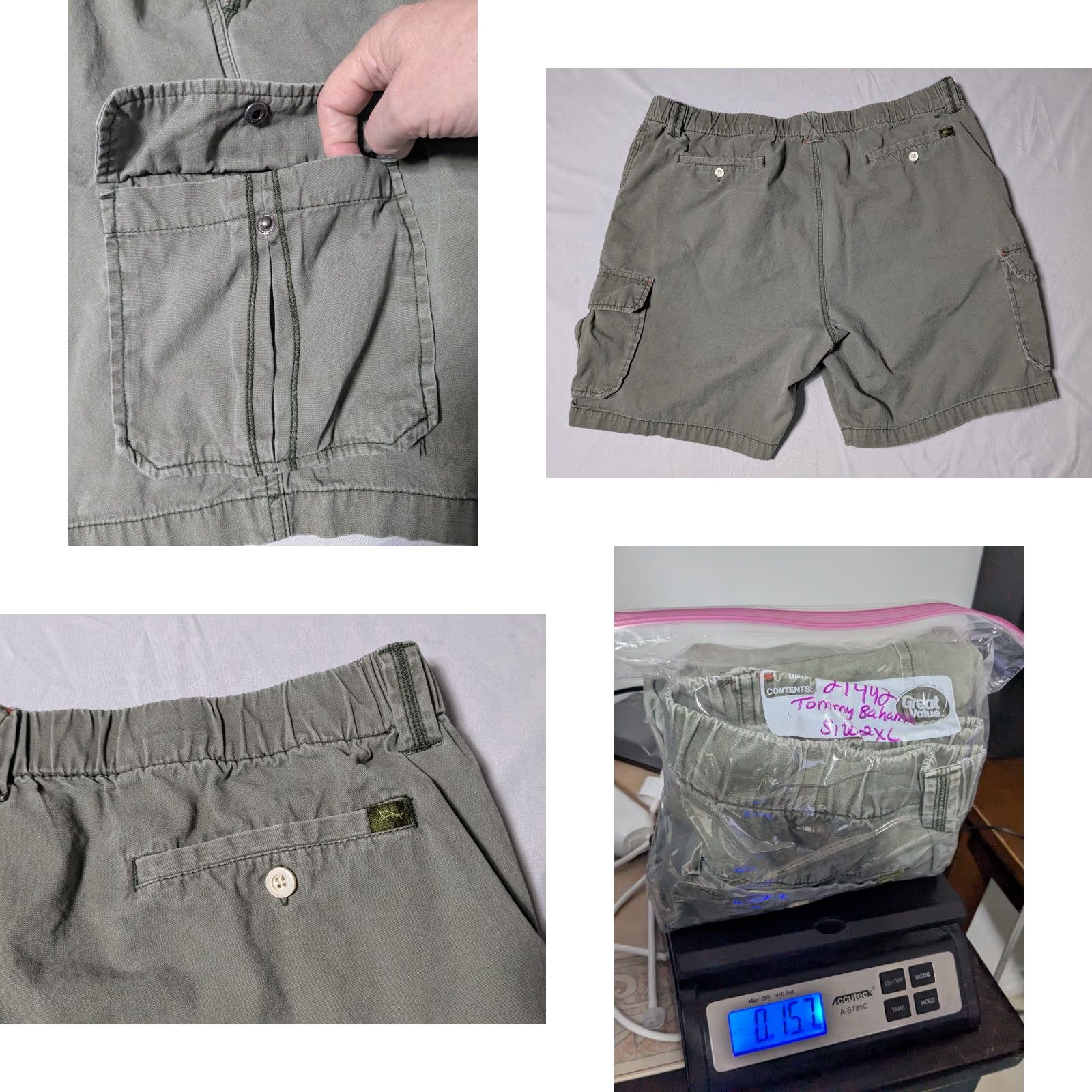 Tommy Bahama Tommy Bahama Relax Green Salt Water Fade 8" Cargo Shorts Men 2XL Size US 39 - 9 Thumbnail