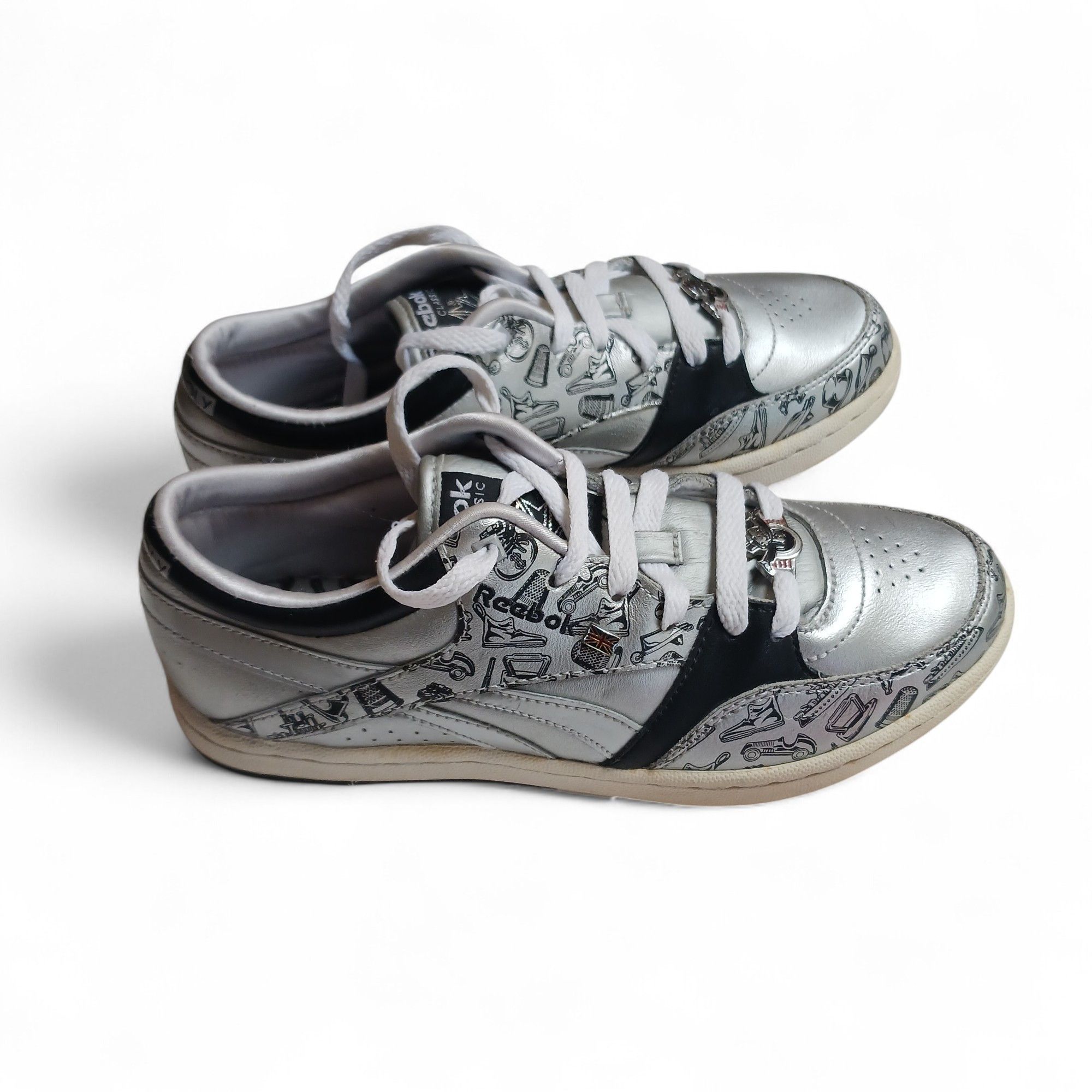 Reebok Y2K Reebok Monopoly Sneakers Womens 6 Silver Graphic Shoes Size US 6 / IT 36 - 3 Thumbnail