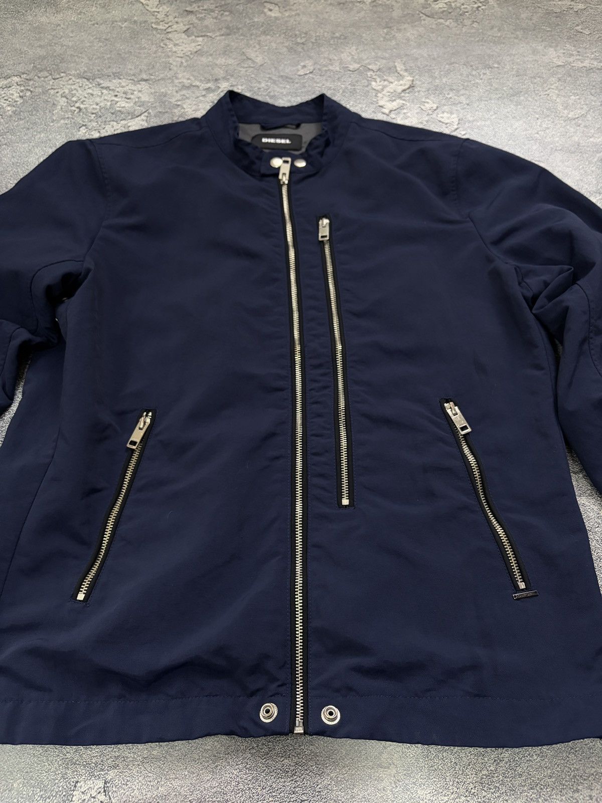 Diesel Diesel Blue Nylon Biker Bomber Jacket XL Cafe Racer Full Zip Size US XL / EU 56 / 4 - 8 Thumbnail
