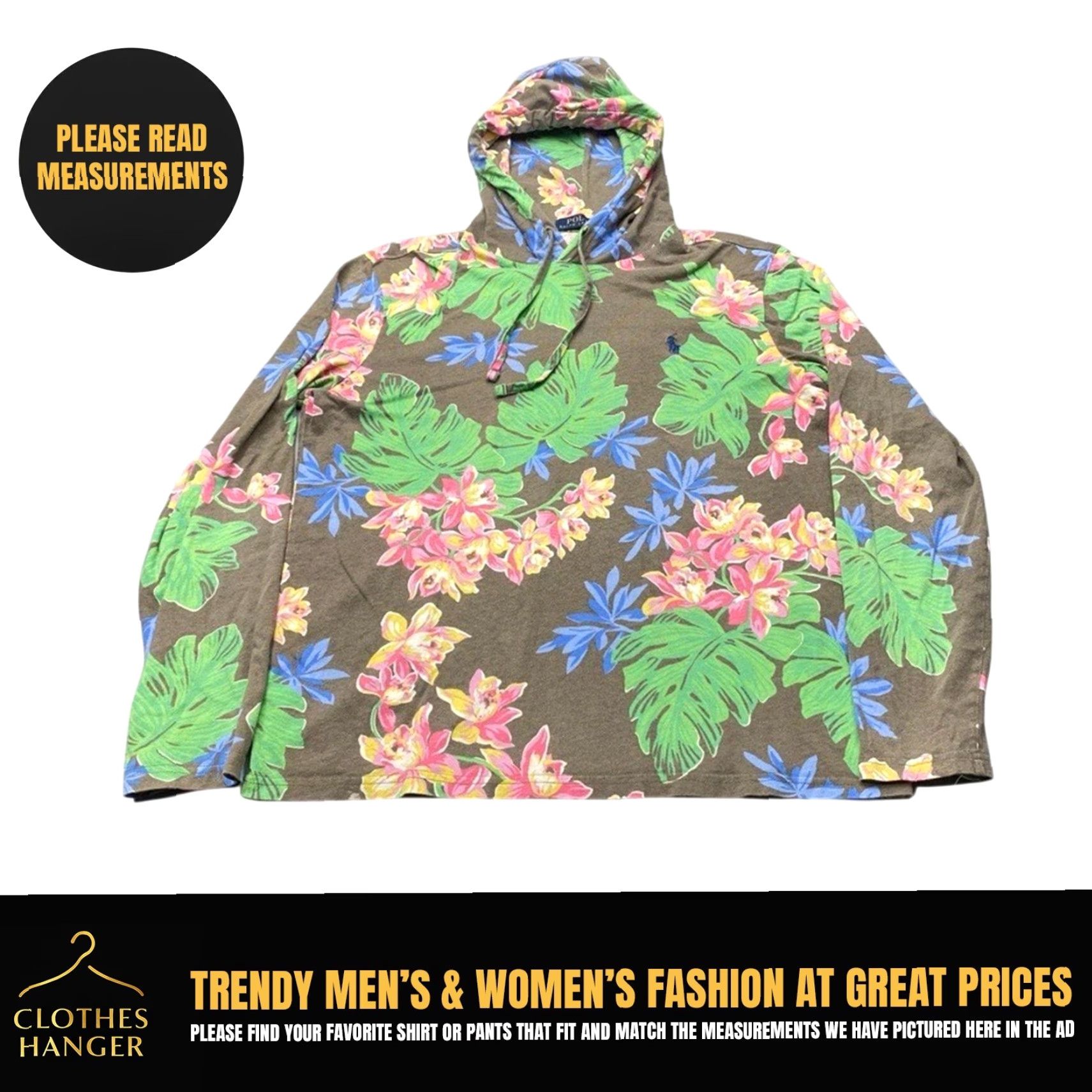 Polo Ralph Lauren Polo Ralph Lauren Hoodie Mens Medium Tropical Spa Floral Lightweight Casual 8060 Size US M / EU 48-50 / 2 - 2 Thumbnail
