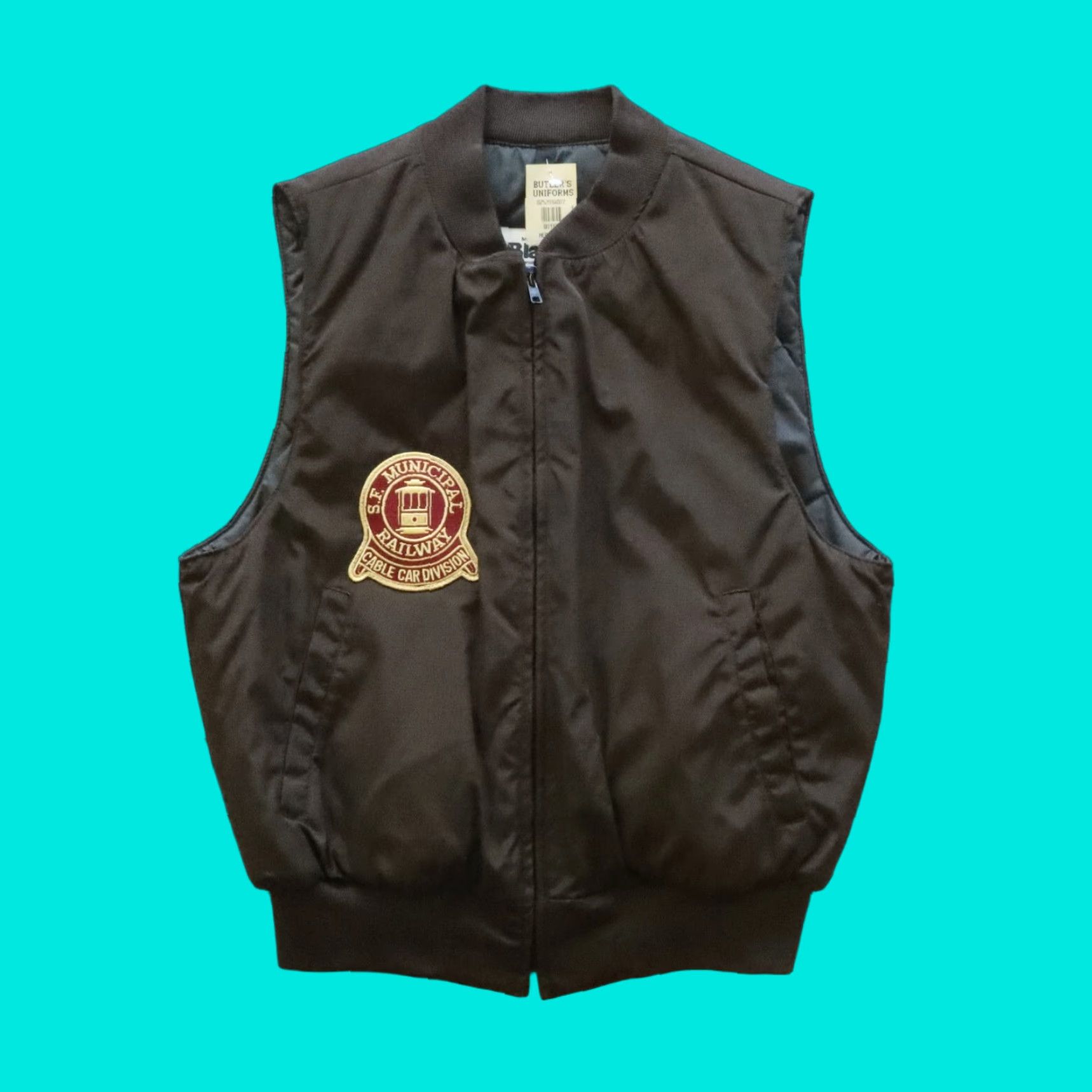 Muni San Francisco 市営鉄道 ベスト Blauer XL VINTAGE Blauer San Francisco Muni Vest - Size M, Brown, Quilted