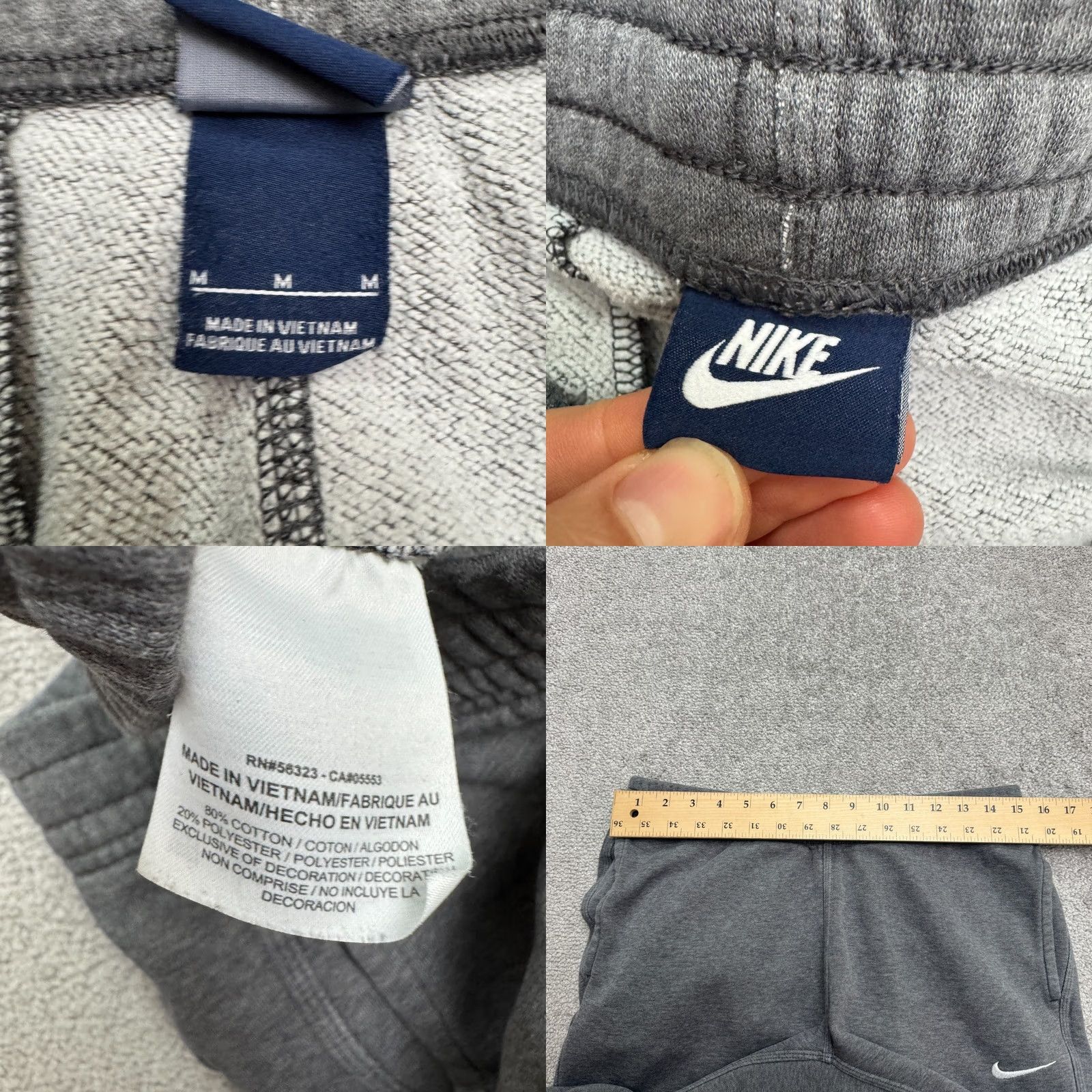 Nike Nike Fleece Jogger Sweatpants Mens Medium Dark Gray Elastic Waist Activewear Jogger Casual Size US 31 - 8 Thumbnail
