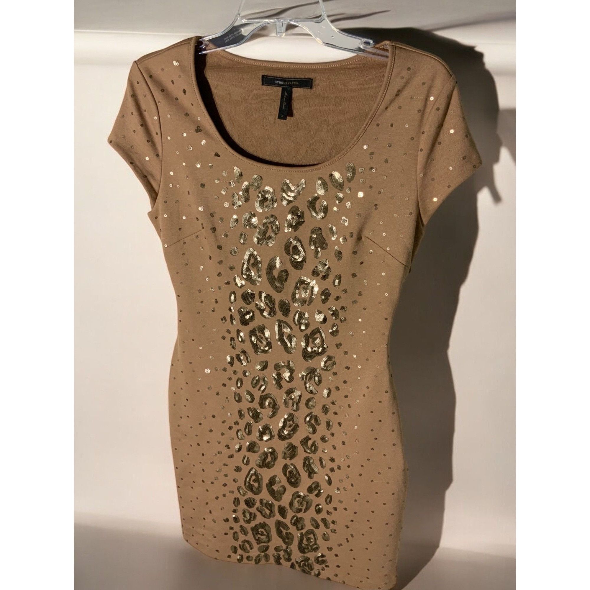 Bcbgmaxazria BCBGMaxazria Womens Camel Leopard Sequin Mini Dress Small Size S / US 4 / IT 40 - 8 Thumbnail
