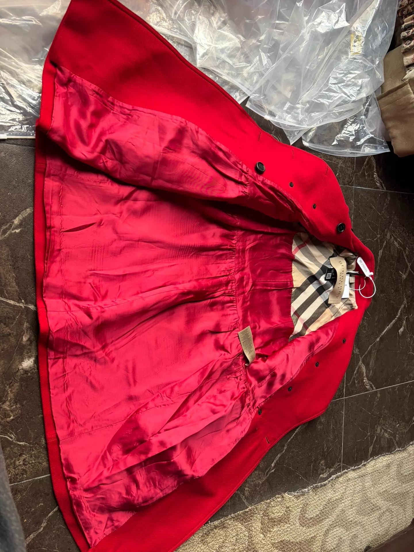 Burberry Burberry Red Double-Breasted Long Wool Coat UK8 Size S / US 4 / IT 40 - 2 Thumbnail