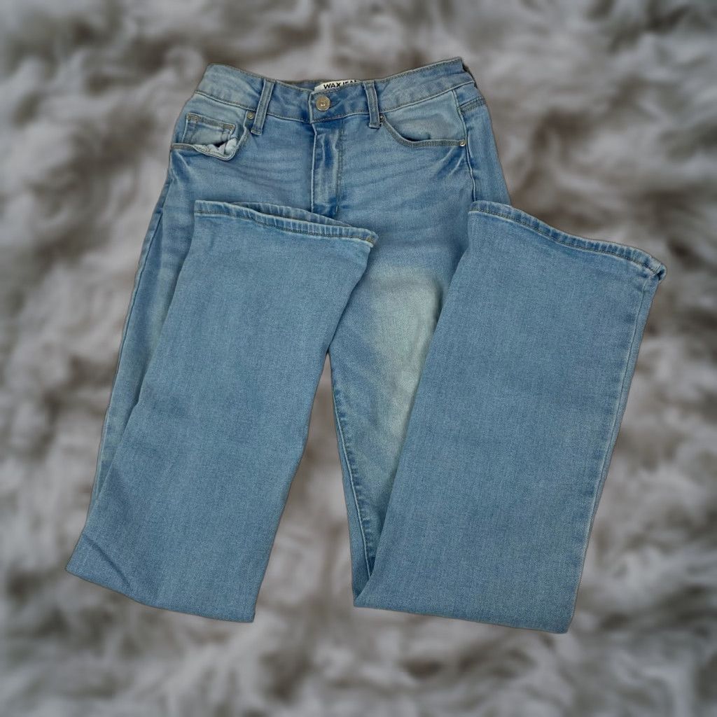 Denime Wax Jeans Womens Size 7 Blue Mid Rise Bootcut Stretch Denim Size 28" / US 6 / IT 42 - 1 Thumbnail