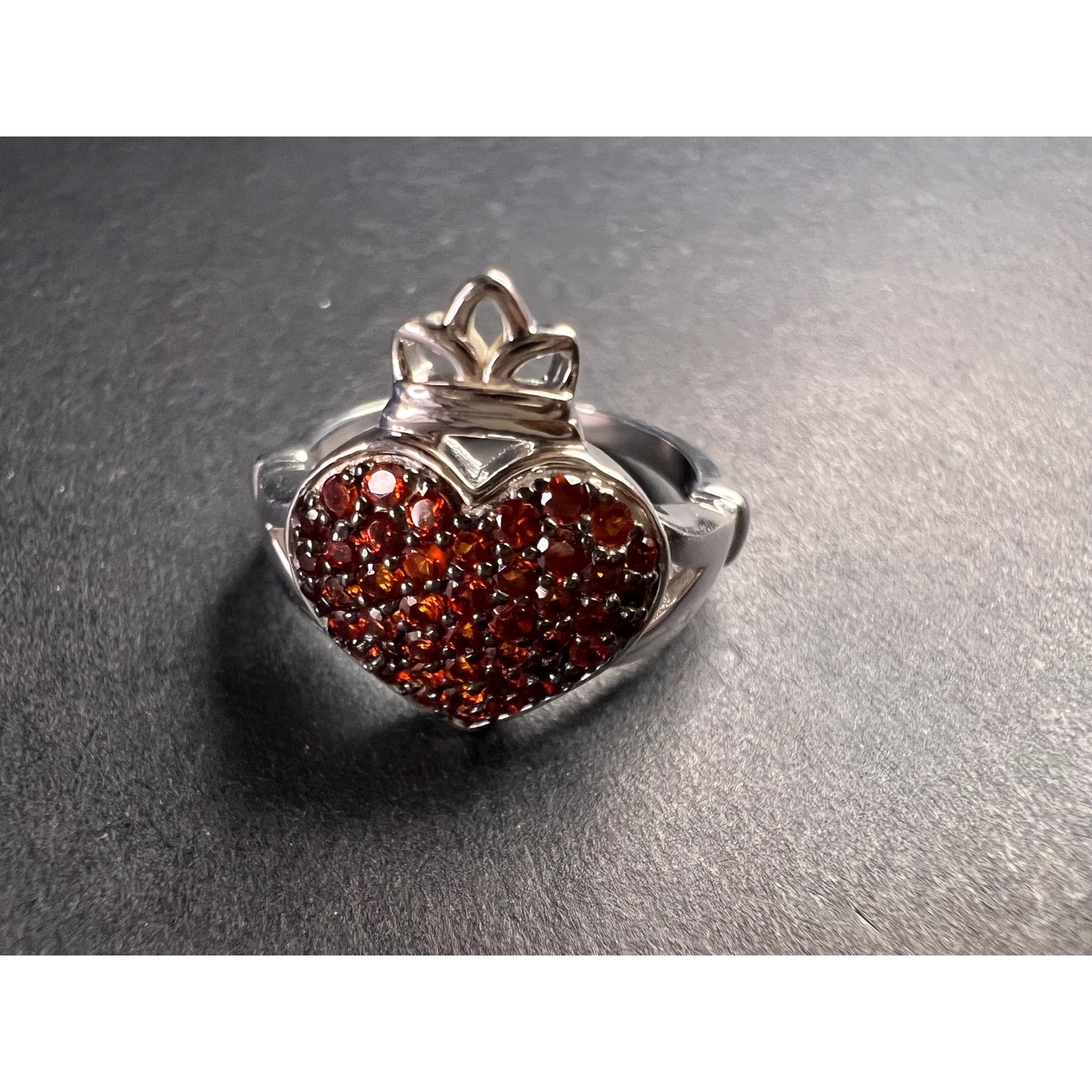 Other NEW Garnet claddagh ring in sterling silver size 7 Size ONE SIZE - 1 Thumbnail