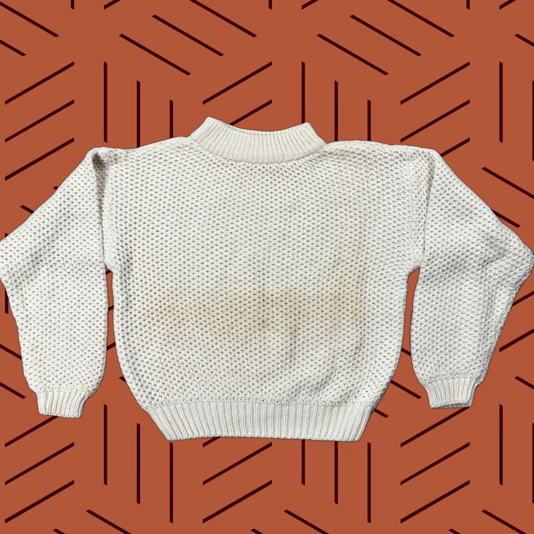 Krizia VINTAGE Krizia Women's Chunky Knit Sweater Mock Neck Pullover Ivory 90s Size Medium Size M / US 6-8 / IT 42-44 - 1 Thumbnail