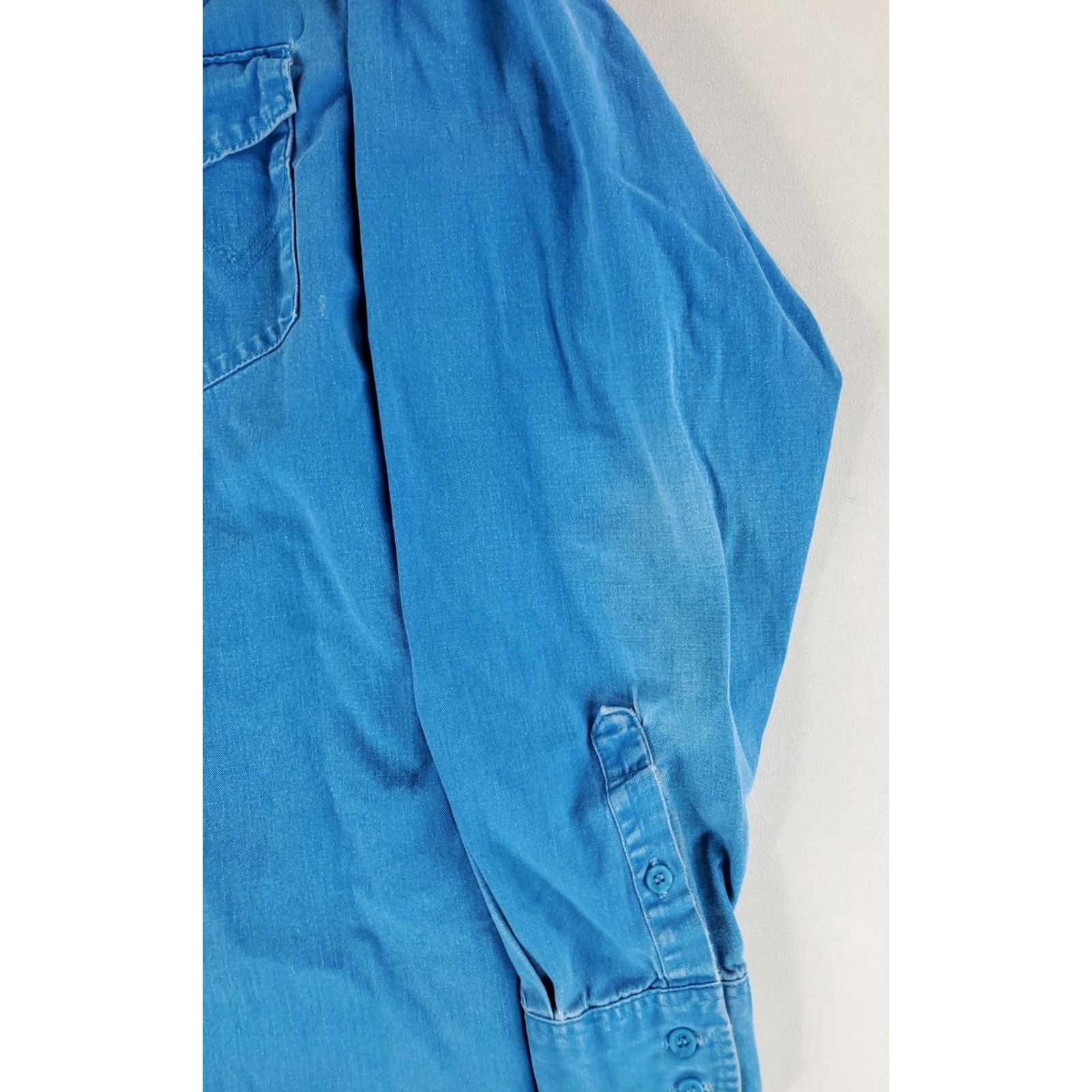Wrangler Wrangler Shirt Button-Up Faded Sky Blue Twill Mens L Blue Long Sleeve 16-35 Size US L / EU 52-54 / 3 - 2 Thumbnail