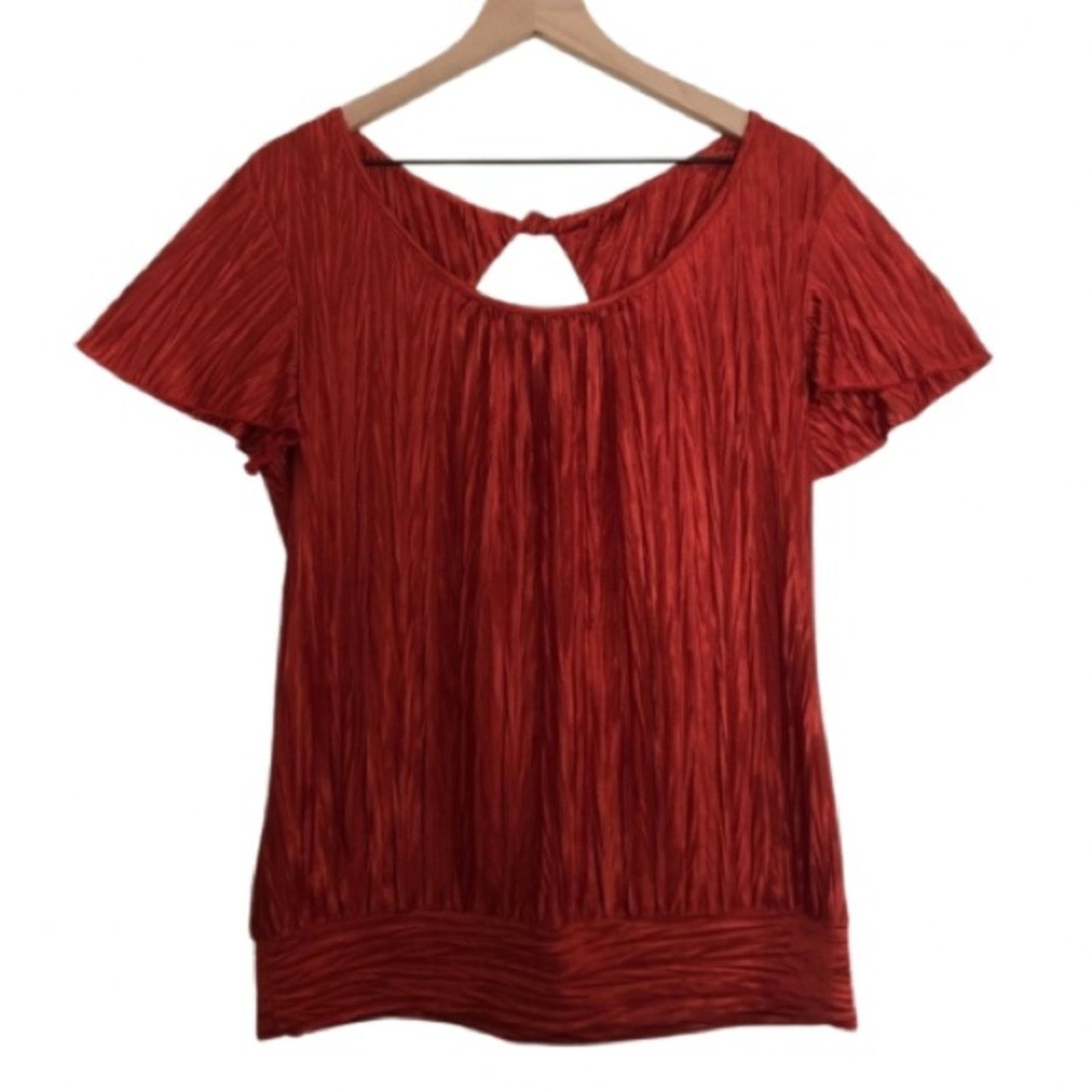 Alyx Alyx Red Crinkle Flutter Flounce Sleeve Shirt Blouse Top Size L / US 10 / IT 46 - 1 Thumbnail