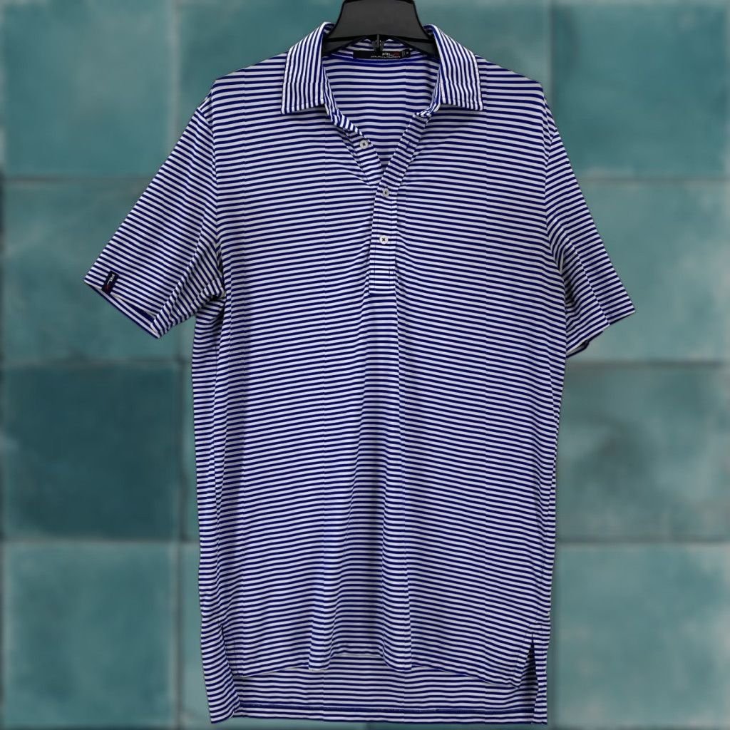 RLX Ralph Lauren RLX Ralph Lauren Polo Golf Shirt Mens M Blue Striped Collar Stretch Preppy Shirt Size US M / EU 48-50 / 2 - 1 Thumbnail