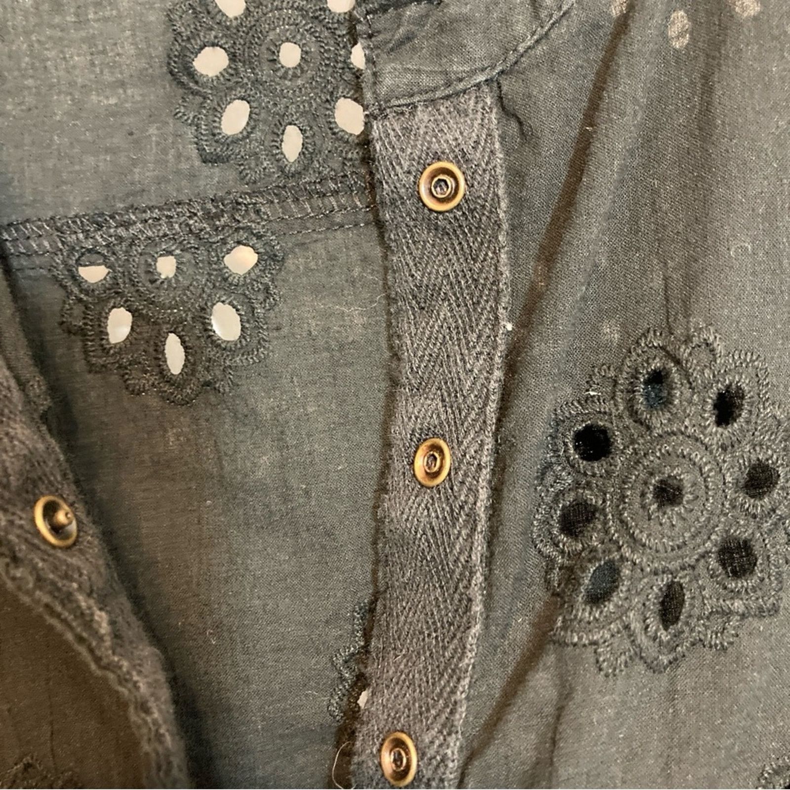 Vintage Vintage Black Eyelet Floral Long Sleeve Tunic Blouse Top Size S / US 4 / IT 40 - 9 Thumbnail