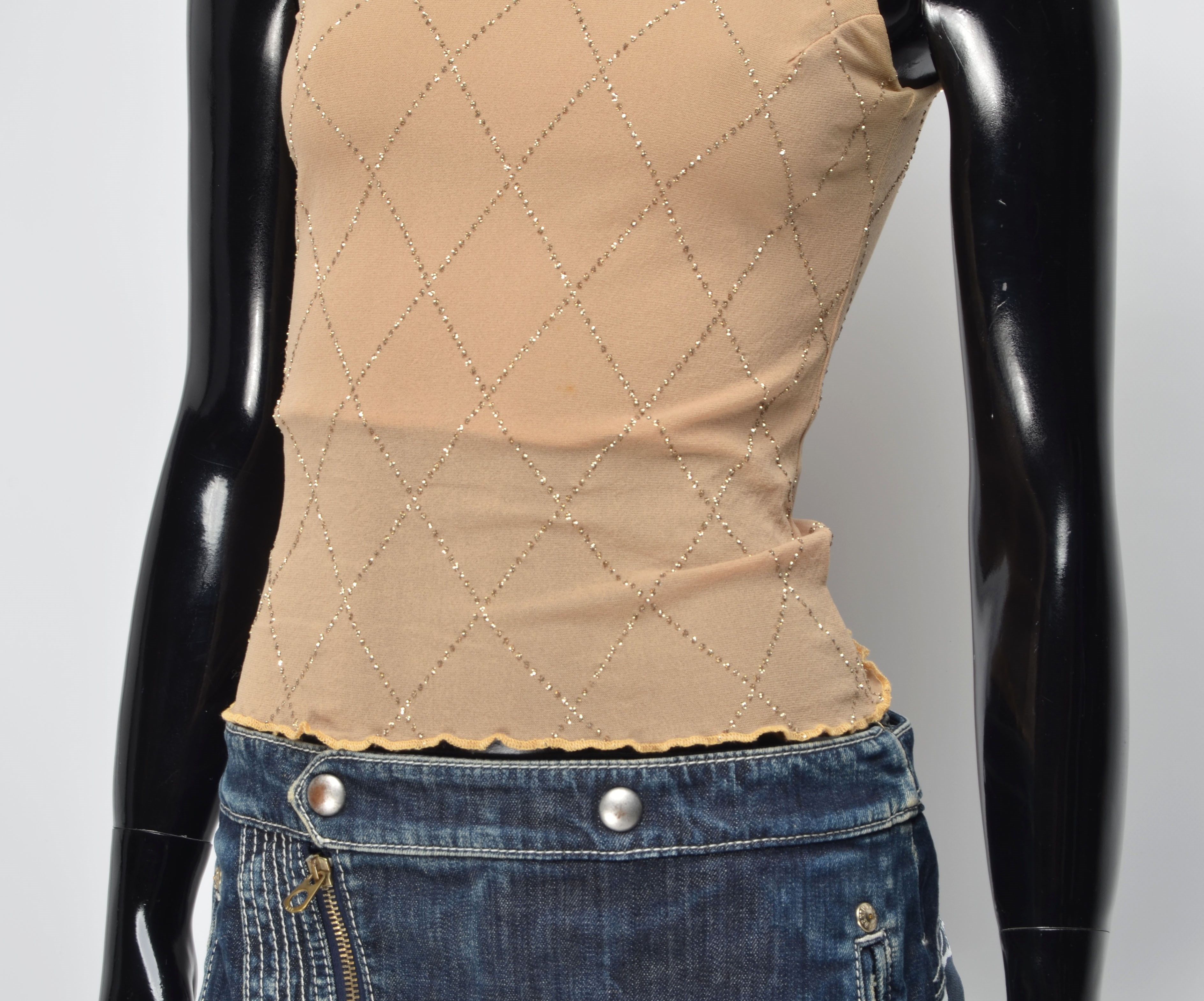 Vintage Celyn B Y2K Mesh Sparkle Turtleneck Coquette Top Size S / US 4 / IT 40 - 3 Thumbnail