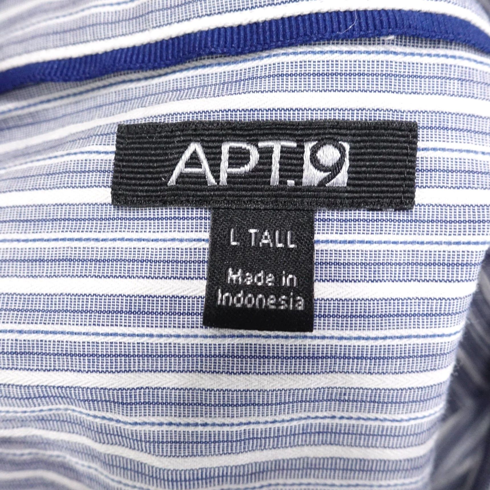 Apt. 9 VINTAGE APT 9 Shirt Mens Big & Tall Large Long Sleeve Cotton Blue White Striped Button-Down Size US L / EU 52-54 / 3 - 6 Thumbnail