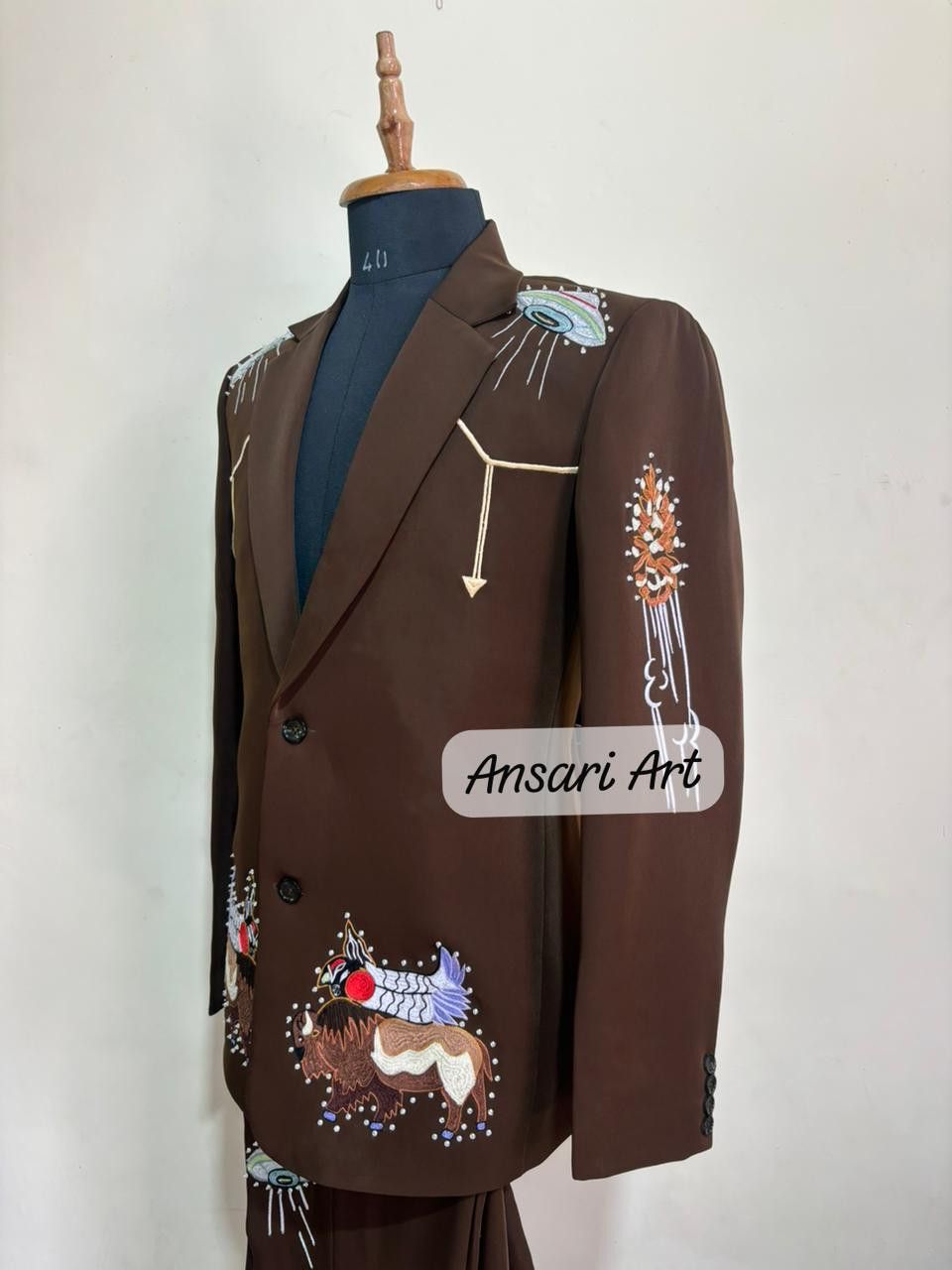 Other Men 2PC Customized Bull space embroidery cocktail western Size 46S - 4 Thumbnail