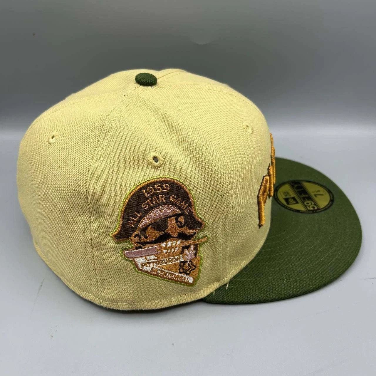 New Era Pittsburgh Pirates Hat Men 7 1/4 Yellow Green MLB Fitted Size ONE SIZE - 7 Thumbnail