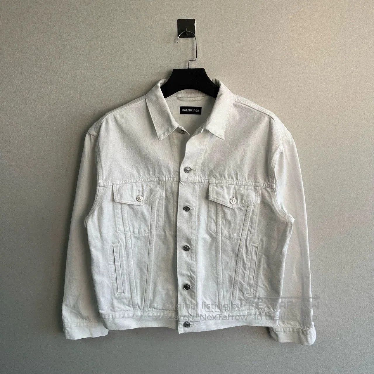Balenciaga balenciaga white denim jacket with logo. Size US L / EU 52-54 / 3 - 2 Thumbnail