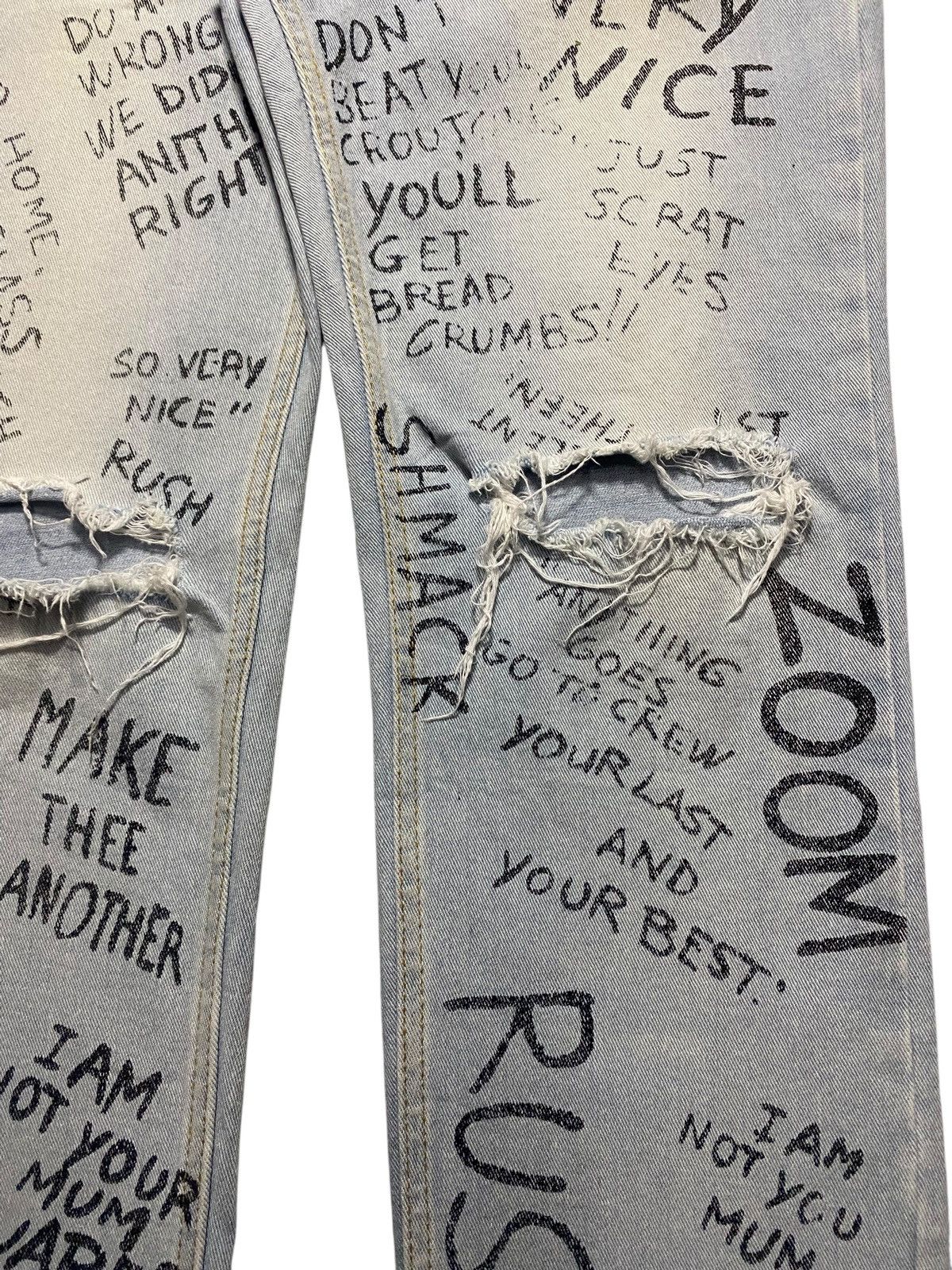 Japanese Brand Customised vintage jeans hand written slogan paint splatter Size US 31 - 8 Thumbnail