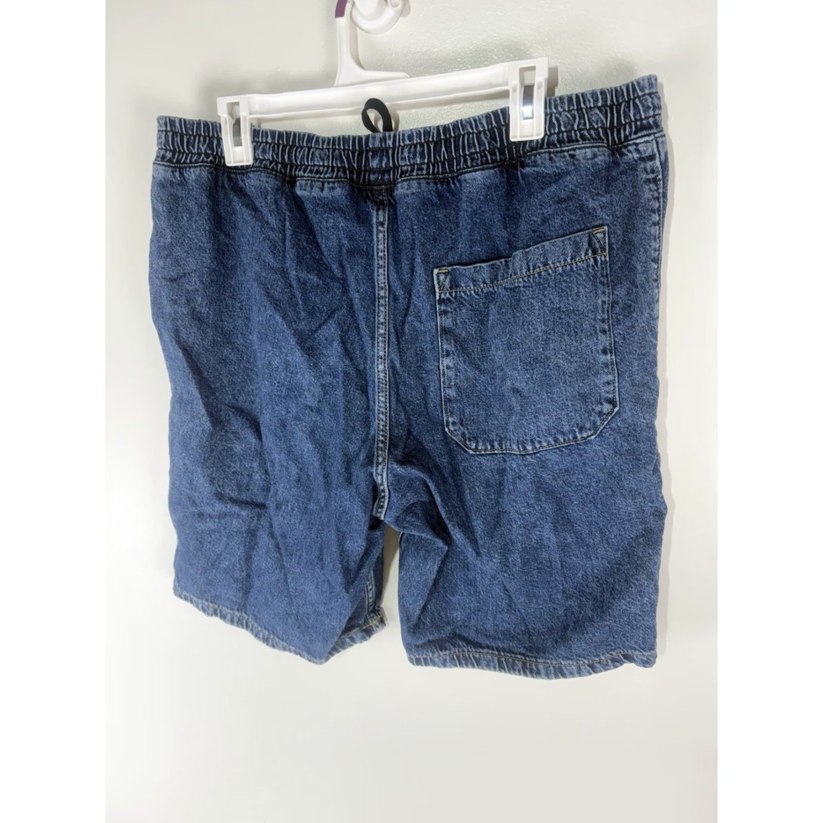 H&M VINTAGE H&M Denim Shorts Men’s Regular Fit Elastic Drawstring Waist Casual Summer 90s Blue Size US 33 - 4 Thumbnail