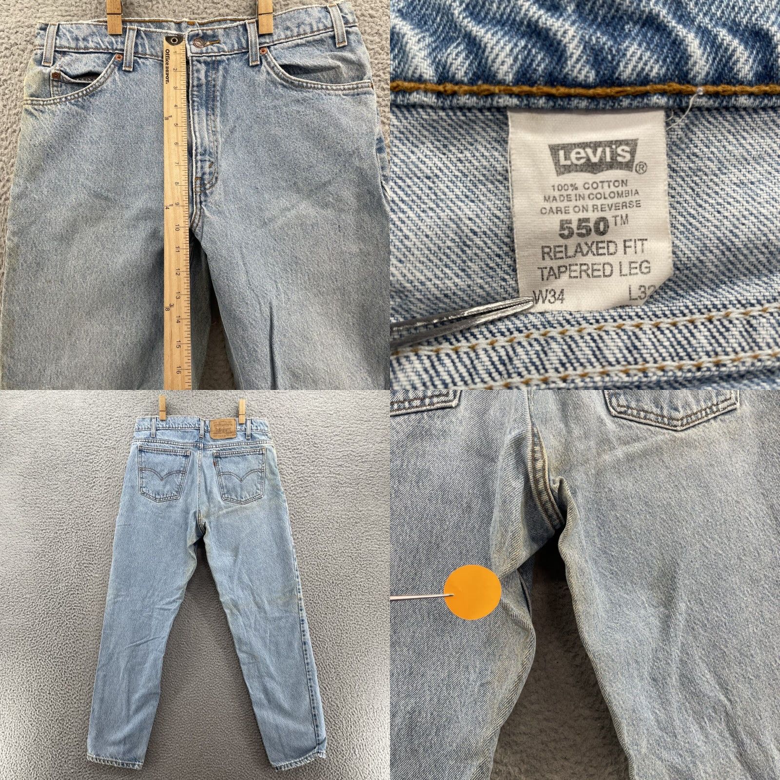 Levi's VTG Levi's 550 Jeans Men 33x30 Light Relaxed Baggy Taper Y2K 90's Workwear Levi's Jeans Men 33x30 Light Blue Vintage 80s 90s denim casual Size US 33 - 8 Thumbnail