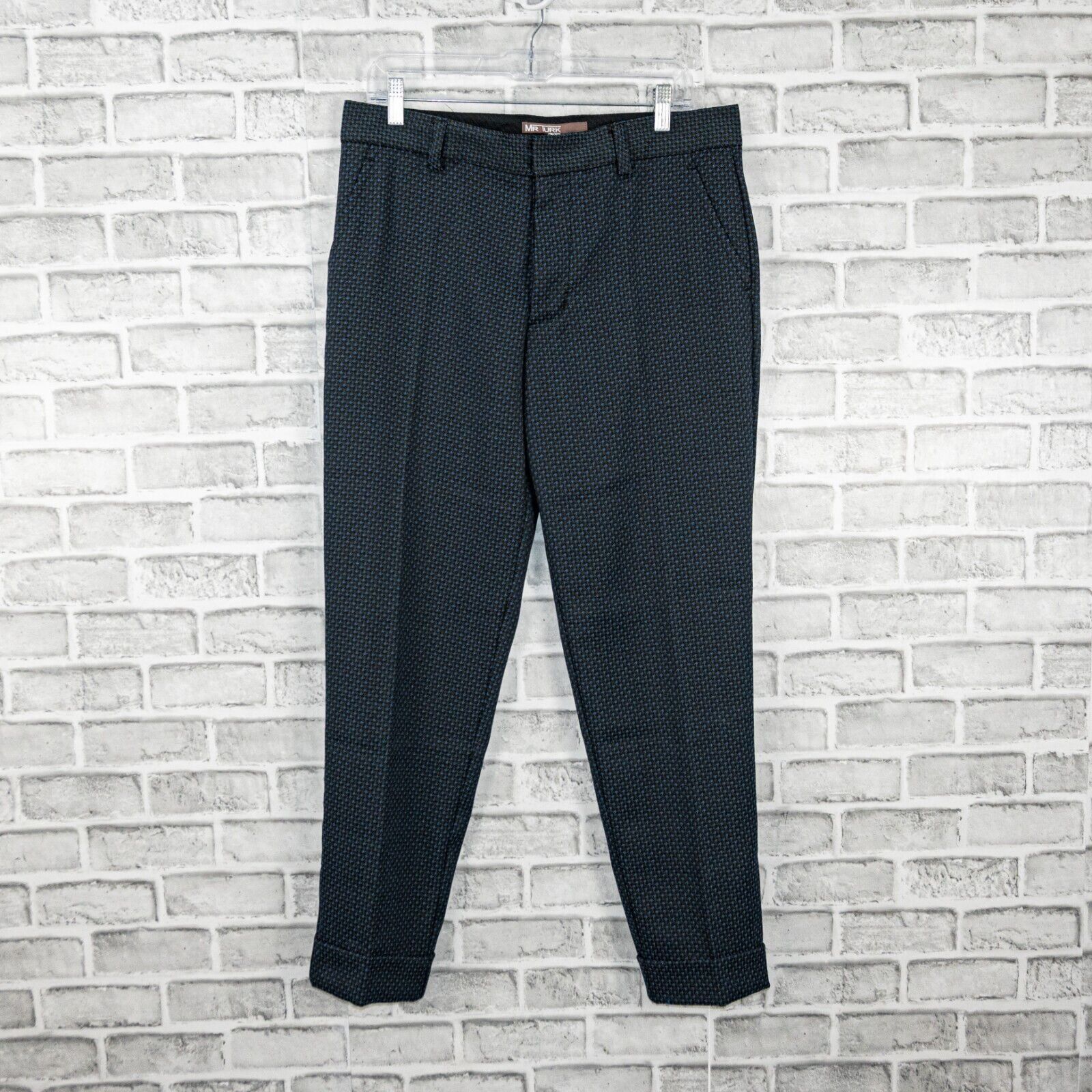 Mr Turk MR TURK Blue Houndstooth Trouser Dress Pants flat front Size US 32 / EU 48 - 1 Thumbnail