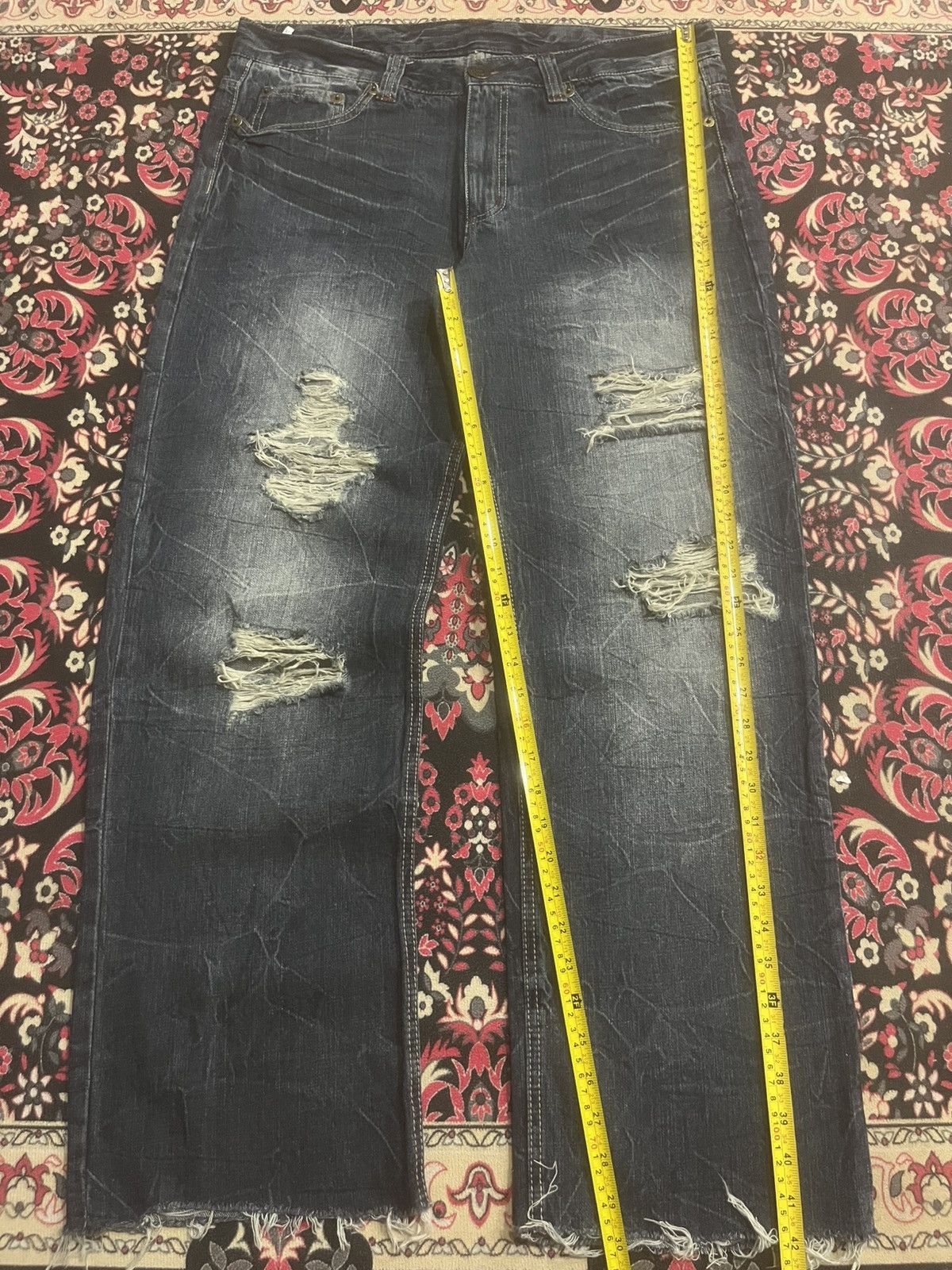 Le Grande Bleu (L.G.B.) Back & Forth Dark Blue Ripped Frayed Leg Loose Baggy Jeans Size US 36 / EU 52 - 10 Thumbnail