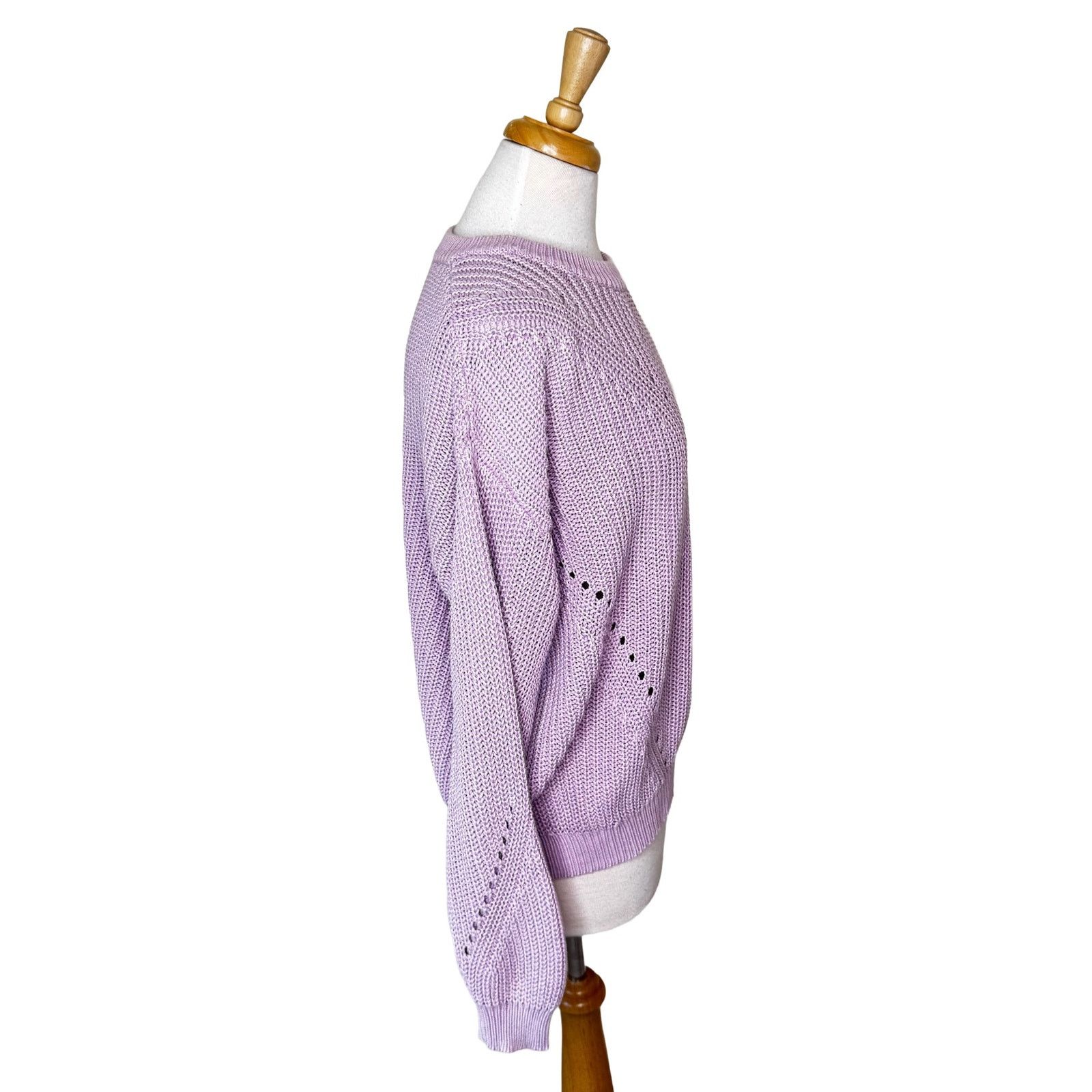 Marine Layer MARINE LAYER Crewneck 100% Cotton Open Knit Chevron Sweater Size L / US 10 / IT 46 - 3 Thumbnail