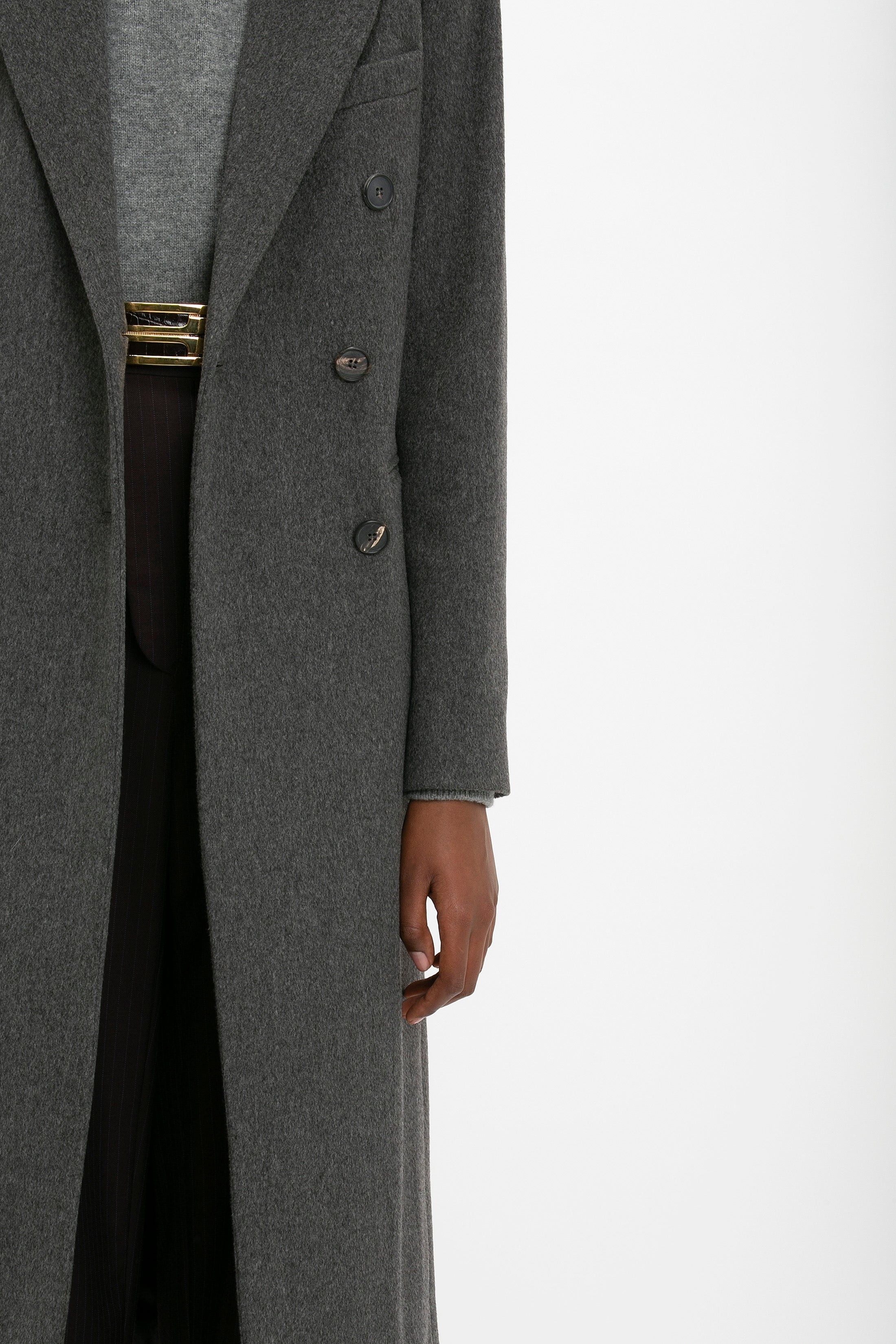 Victoria Beckham o1mle0525 Tailored Slim Coat In Grey Melange Size L / US 10 / IT 46 - 5 Thumbnail