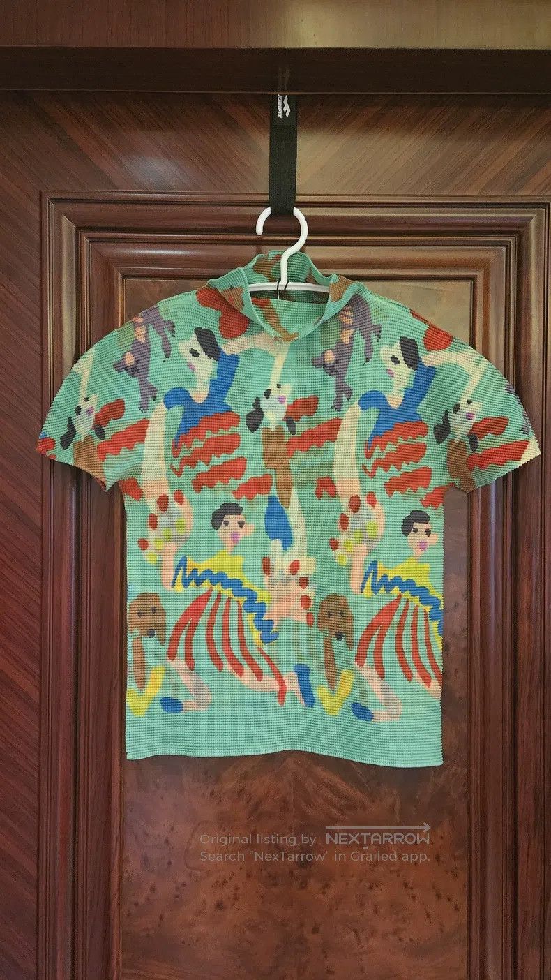 Issey Miyake Issey Miyake size:one size Green Floral Stand Collar Short Size XXS / US 00 / IT 34 - 3 Thumbnail