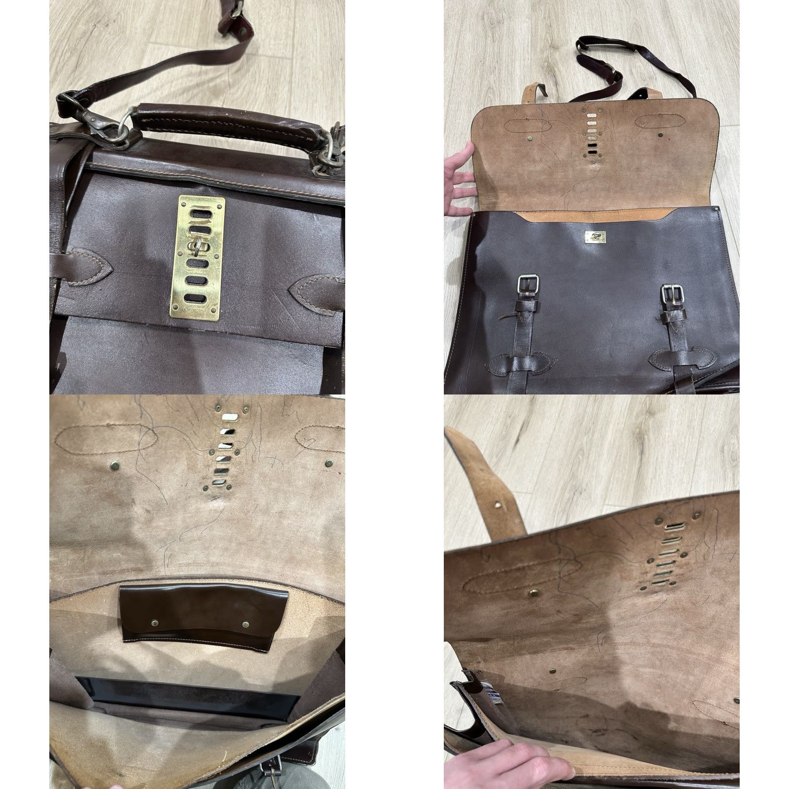 Vintage VINTAGE Korchmar Briefcase Leather Beltling Locking Brown Accordion Style Military Case Size ONE SIZE - 9 Thumbnail