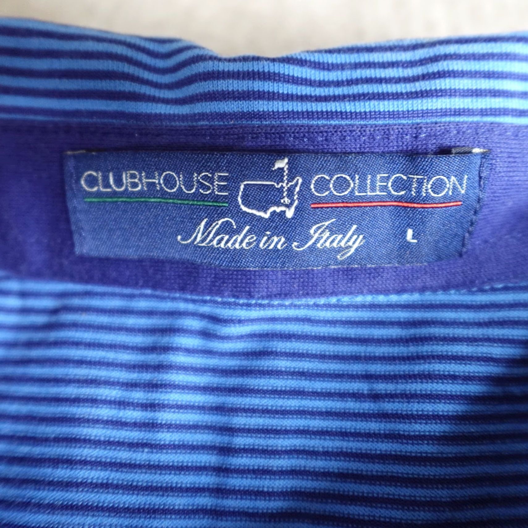 Vintage Masters Polo Shirt Mens Large Blue Striped Clubhouse Performance Made in Italy Size US L / EU 52-54 / 3 - 3 Thumbnail