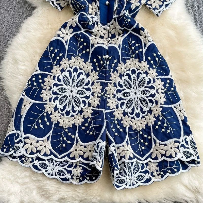Other Vintage-Inspired Embroidered Navy Dress – Yi Ren Fang Size L / US 10 / IT 46 - 3 Thumbnail