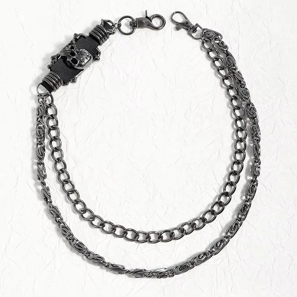 Jewelry Dark Skull Chain Silvery Pants Chain Size ONE SIZE - 4 Thumbnail