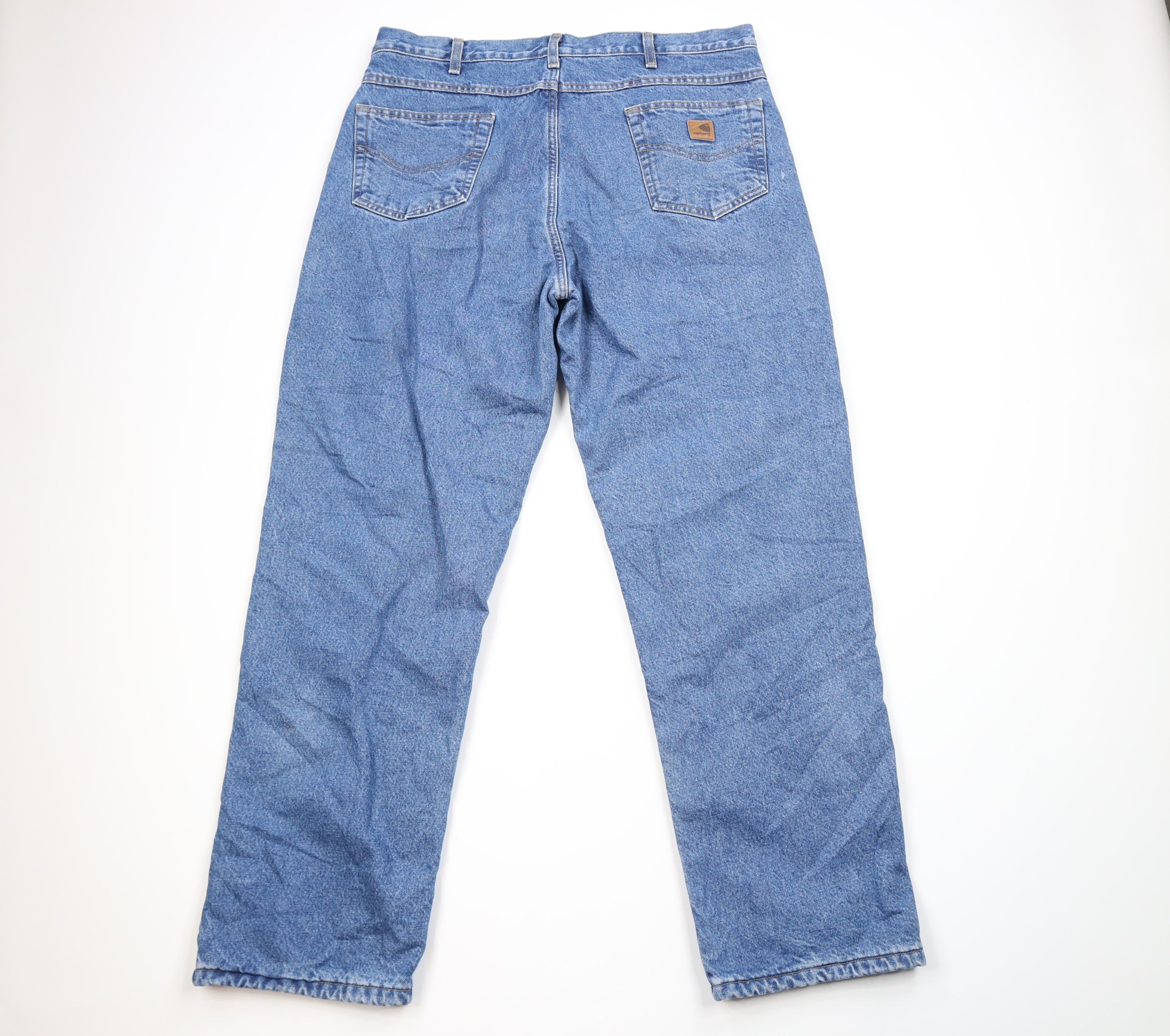 Carhartt × Vintage Vintage Carhartt Fleece Lined Relaxed Fit Denim Jeans Blue Size US 38 / EU 54 - 9 Thumbnail