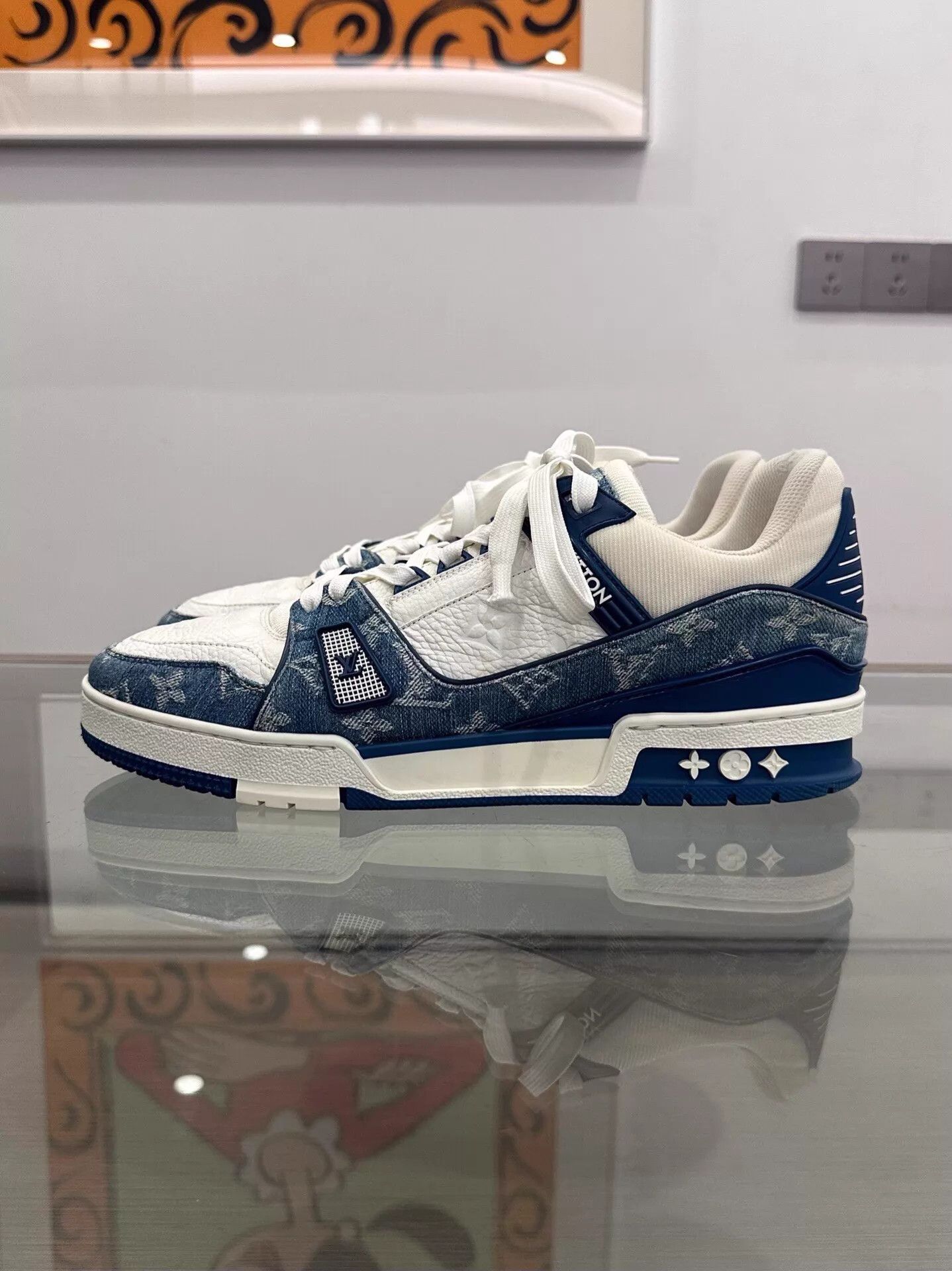 Louis Vuitton LV Monogram denim blue-white kicks UK8 EU42 99new Size US 9 / EU 42 - 4 Thumbnail