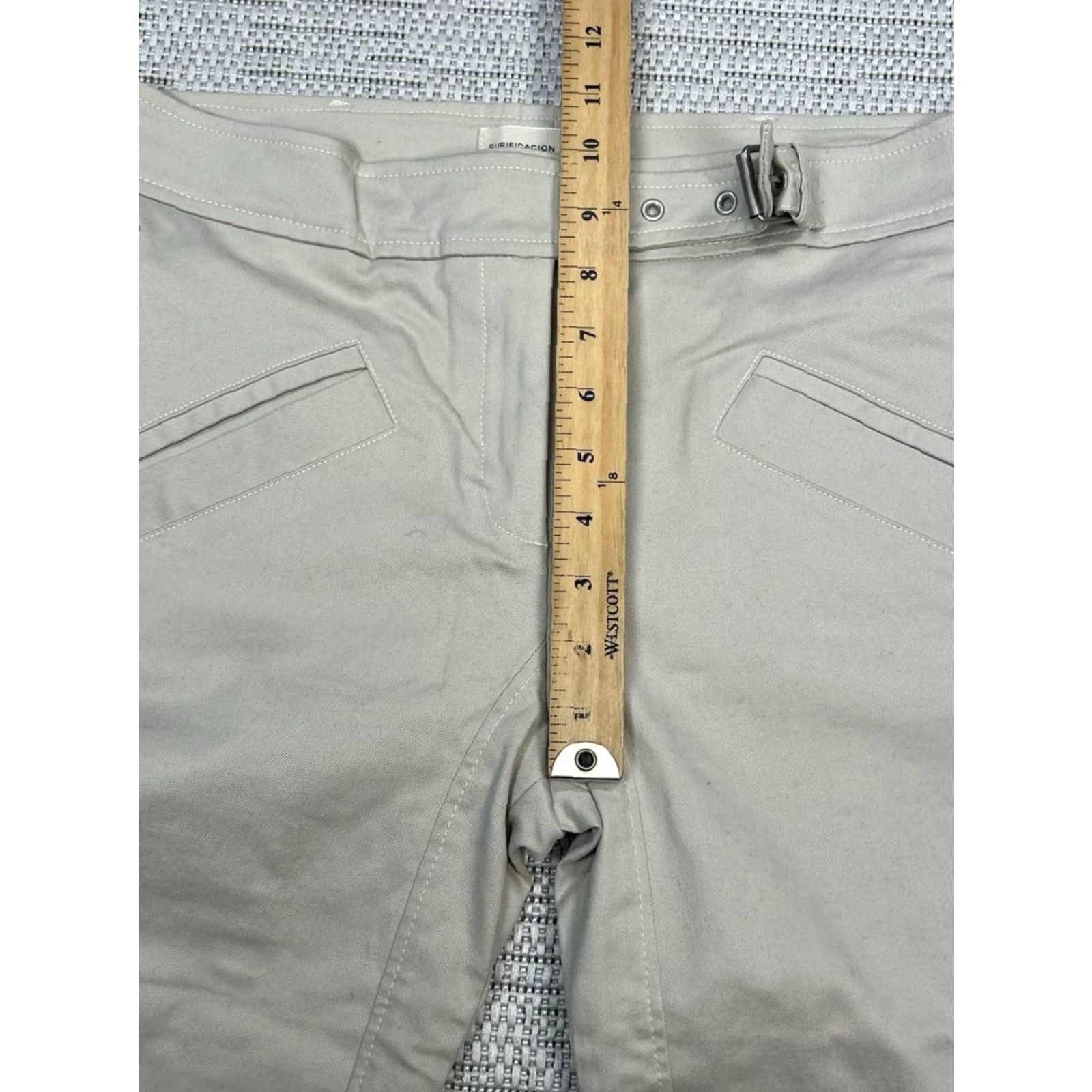 Vintage Purificacion Garcia Pants Womens 40 Beige Canvas Cotton Mid Rise Skinny Leg Size 27" / US 4 / IT 40 - 4 Thumbnail