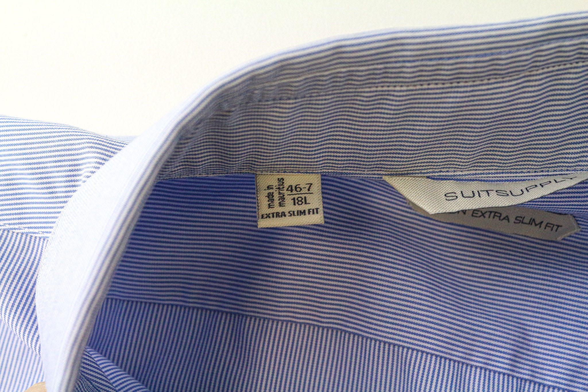 Suitsupply 46-7/18L Extra Slim Blue Cotton Cutaway Shirt 79447 Size 46L - 5 Thumbnail