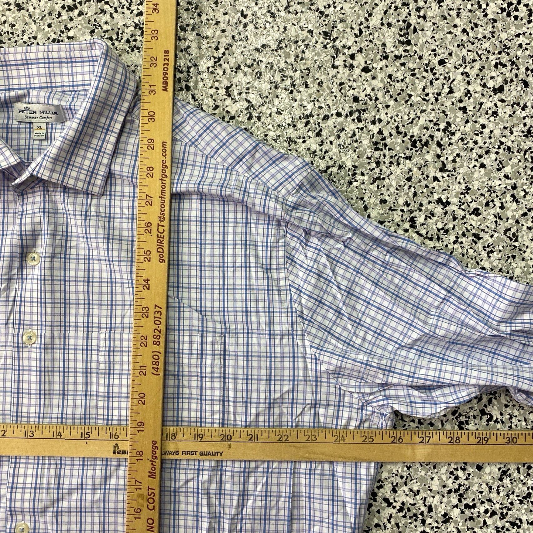 Peter Millar PETER MILLAR Summer Comfort Shirt Men's XL Blue Purple Check L/S Button-Up Casual Business Size US XL / EU 56 / 4 - 3 Thumbnail