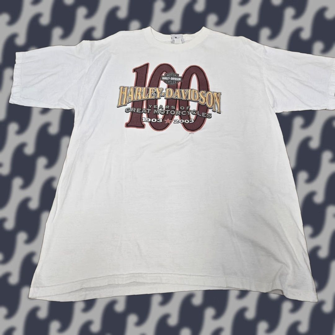 Harley Davidson VINTAGE Harley-Davidson Shirt Mens XL White 100th Anniversary Milwaukee USA 2003 Size US XL / EU 56 / 4 - 1 Thumbnail